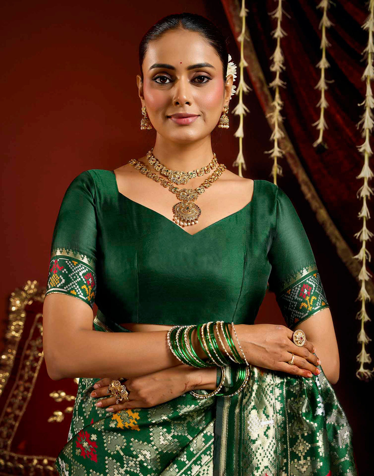 Green Silk Woven Patola Saree