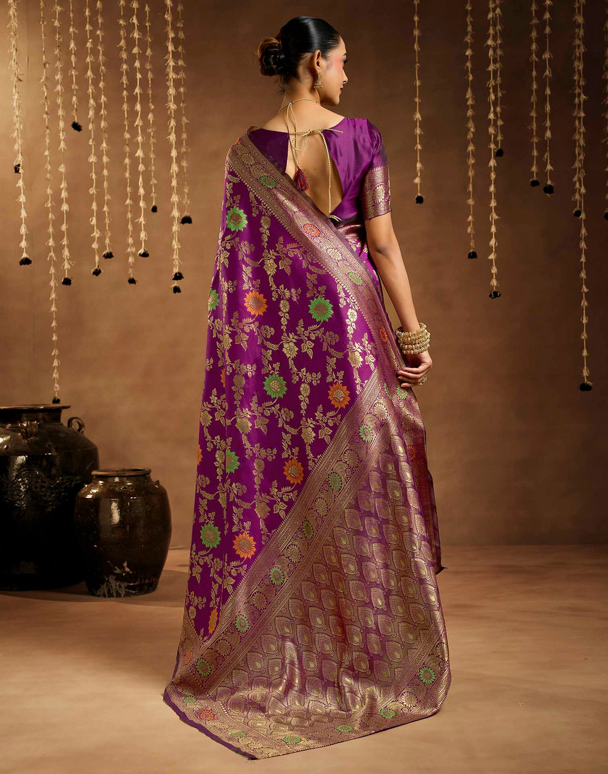 Purple Silk Woven Banarasi Saree