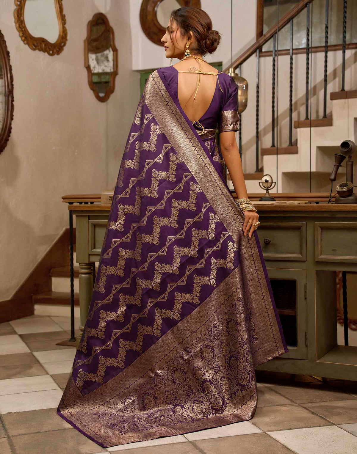 Royal Purple Silk Woven Banarasi Saree