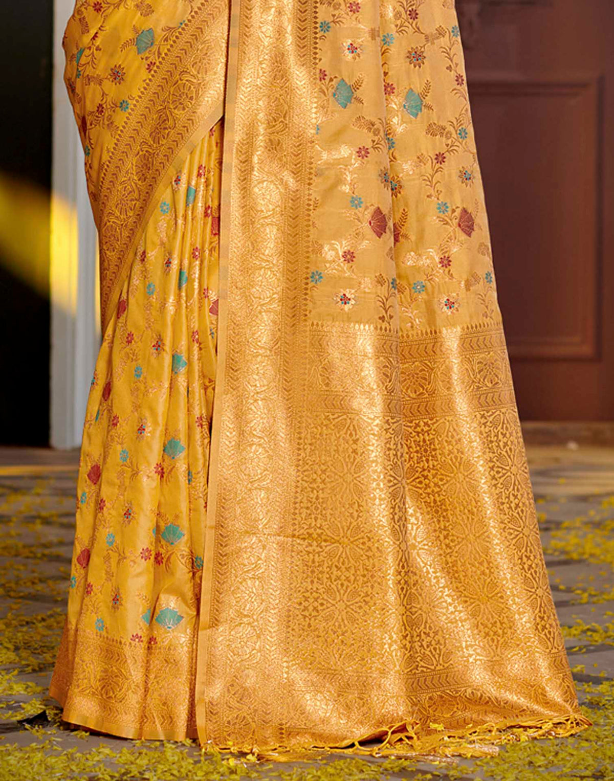 Turmeric Yellow Silk Woven Banarasi Saree