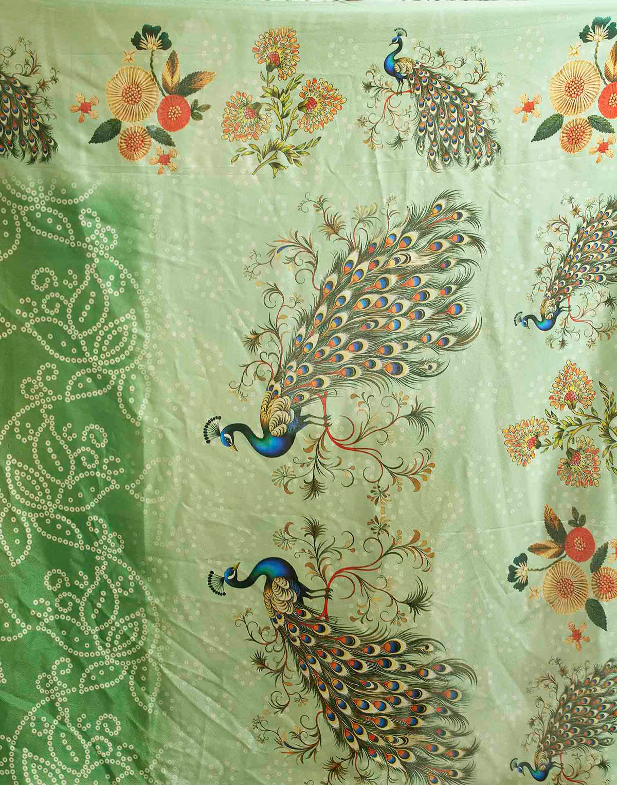 Pista Green Viscose Silk Printed Bandhani Saree