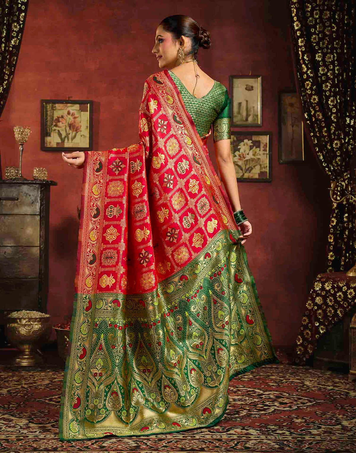 Bright Red Silk Woven Patola Saree