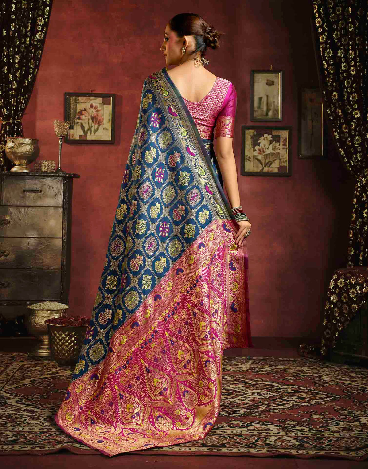 Royal Blue Silk Woven Patola Saree