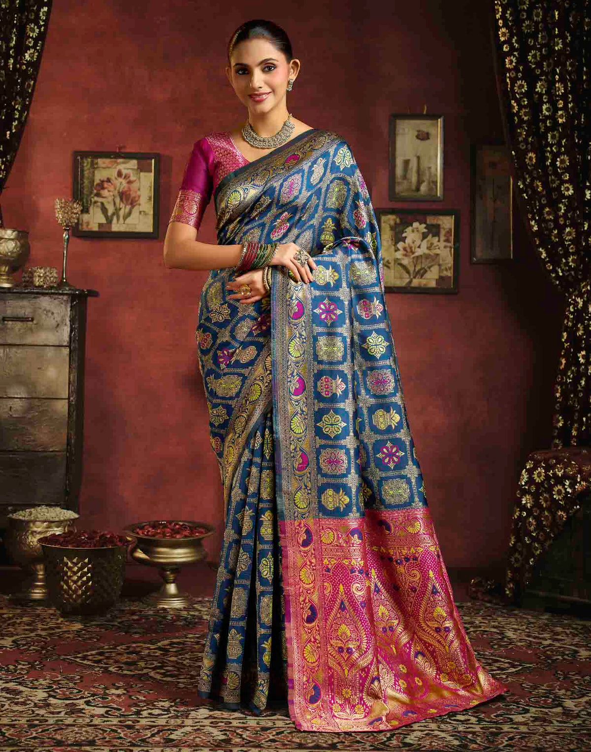 Royal Blue Silk Woven Patola Saree