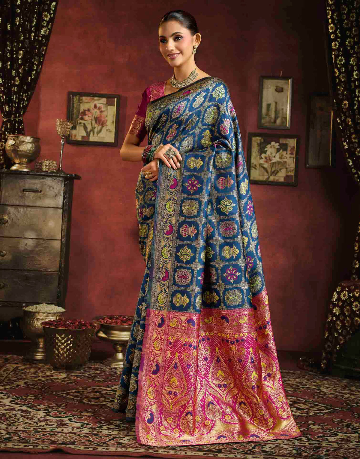 Royal Blue Silk Woven Patola Saree