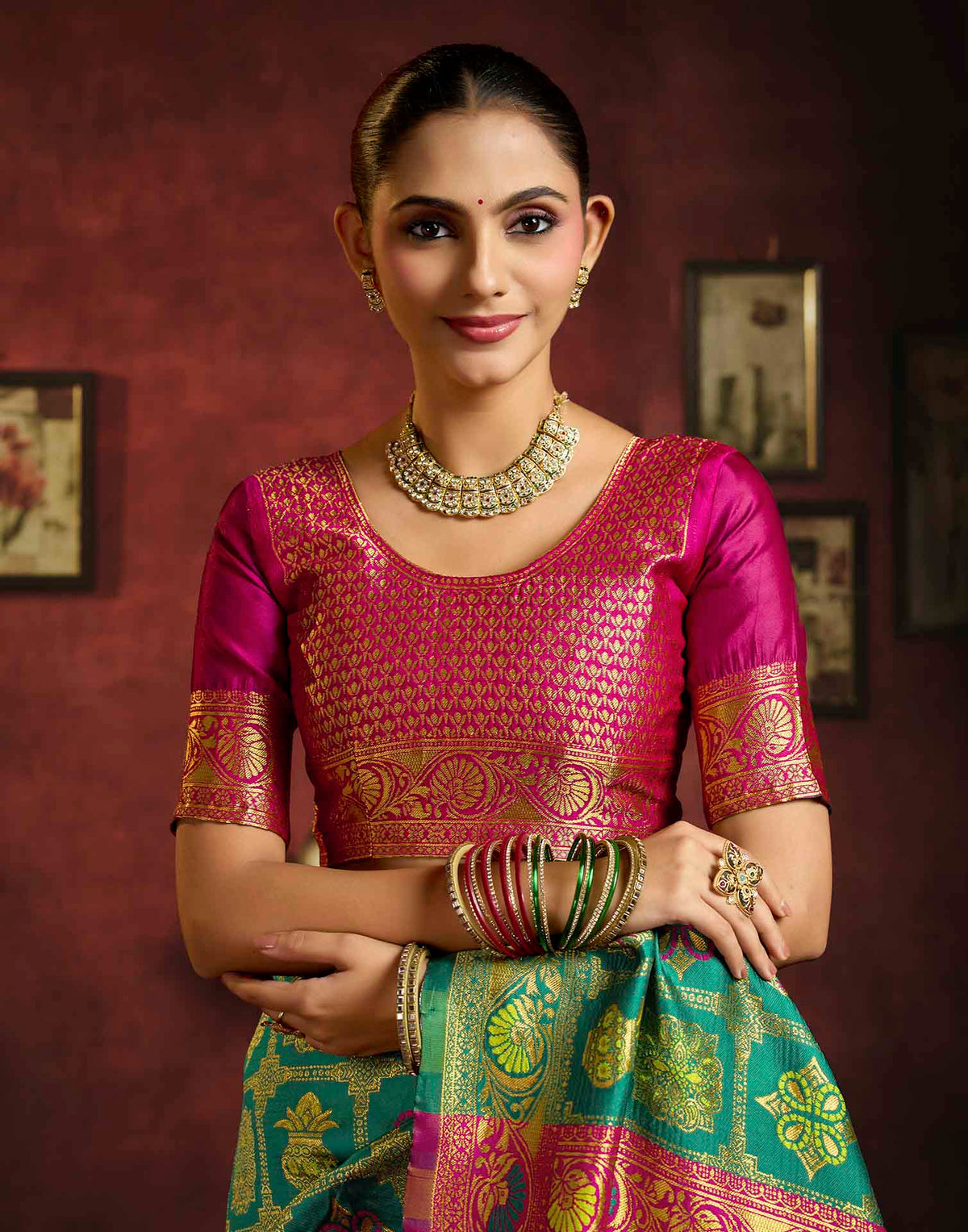 Teal Green Silk Woven Patola Saree