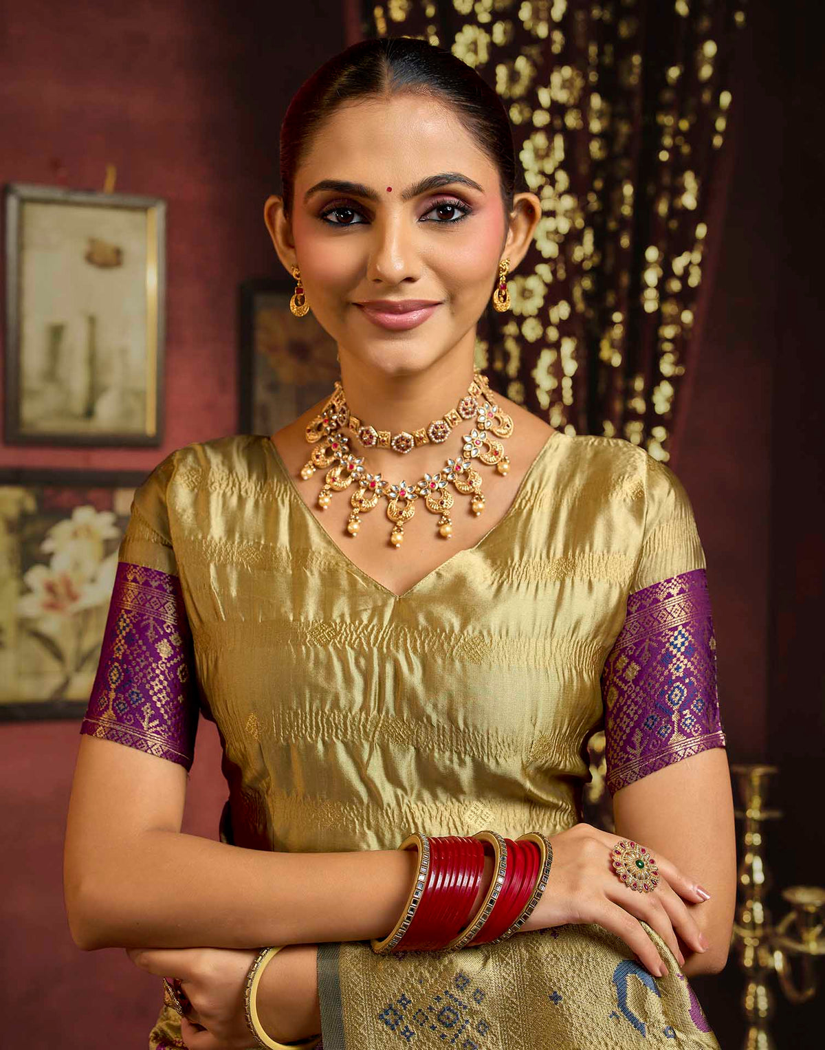 Khaki Silk Woven Patola Saree