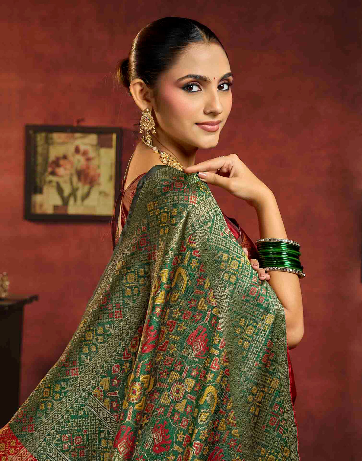 Bright Red Silk Woven Patola Saree