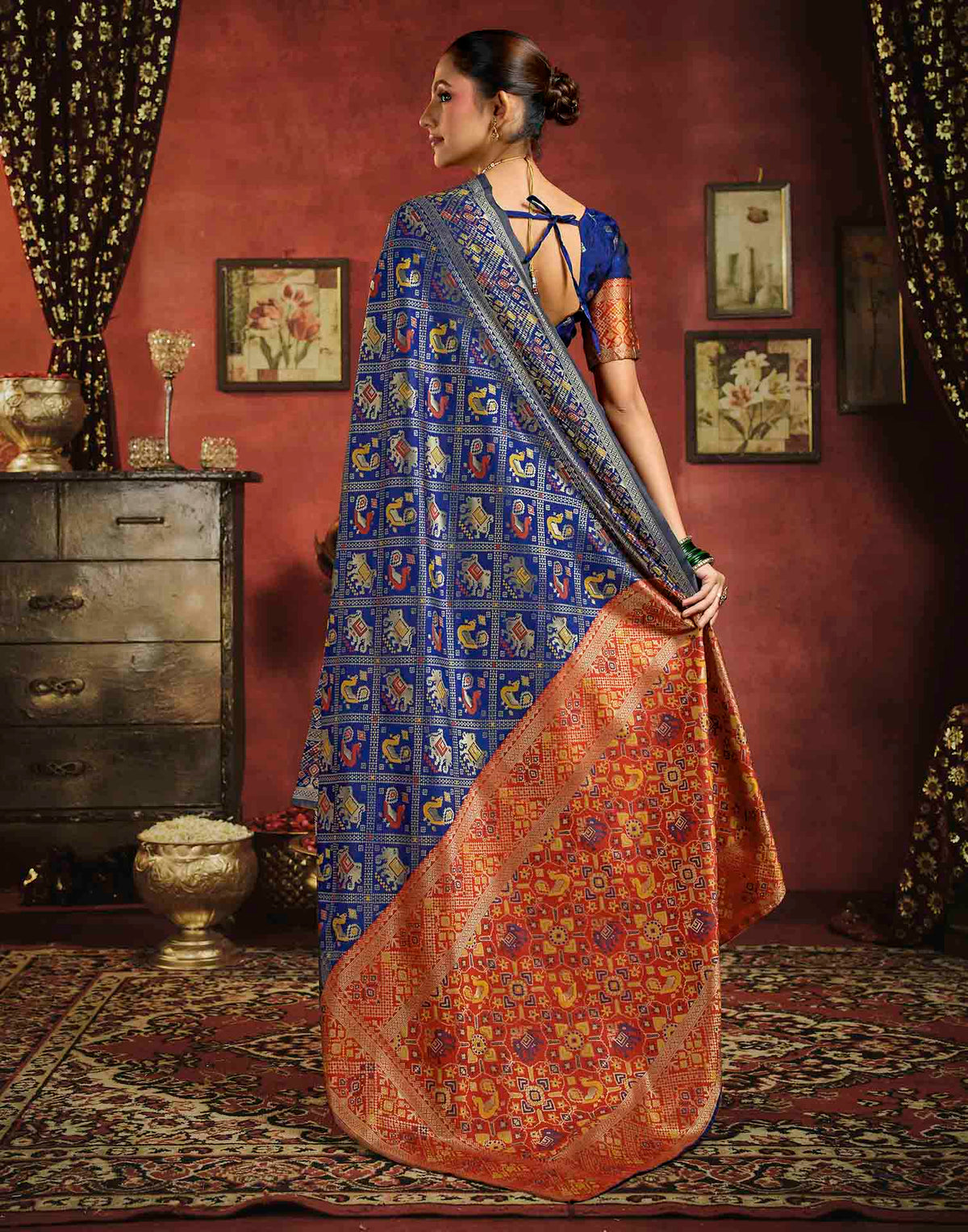 Royal Blue Silk Woven Patola Saree