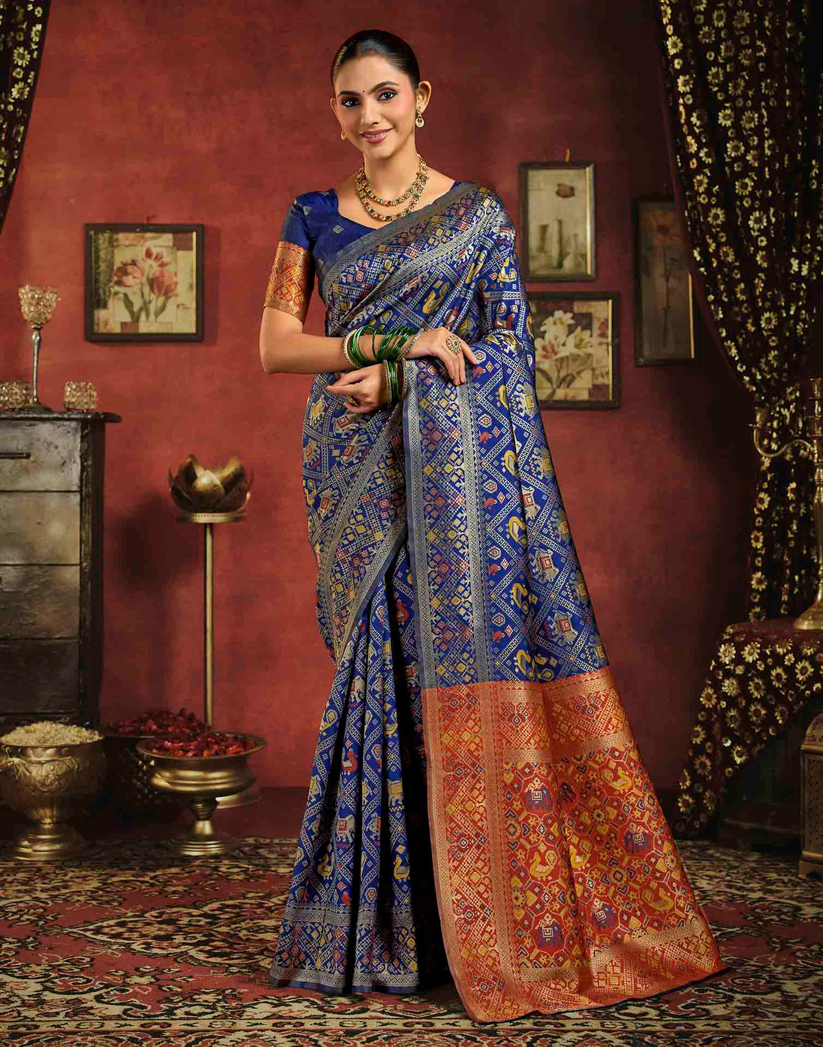 Royal Blue Silk Woven Patola Saree