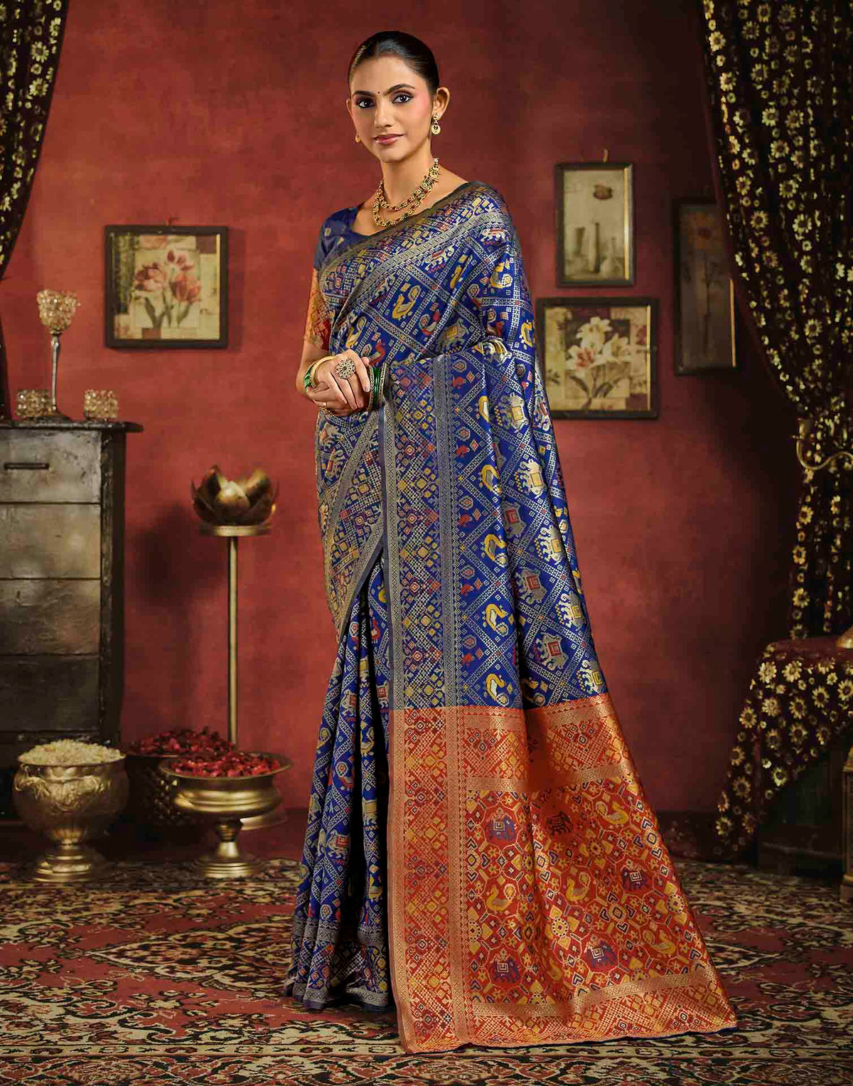 Royal Blue Silk Woven Patola Saree
