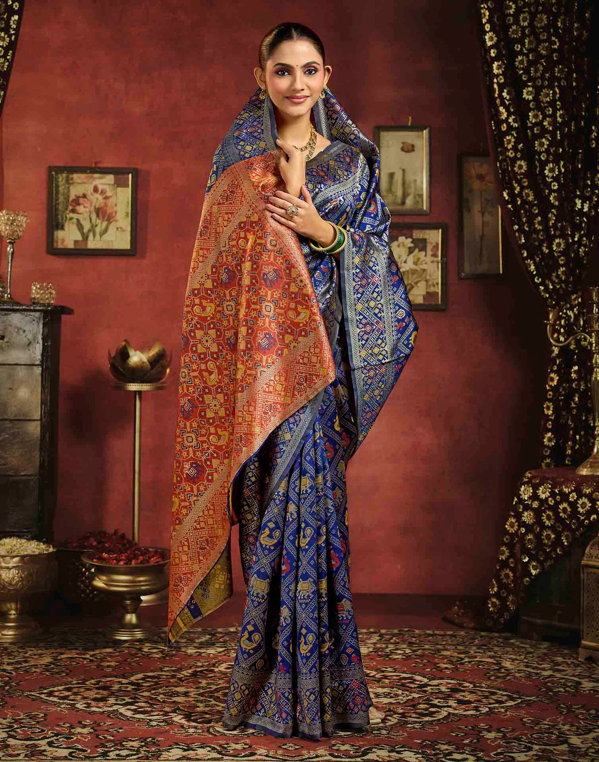 Royal Blue Silk Woven Patola Saree