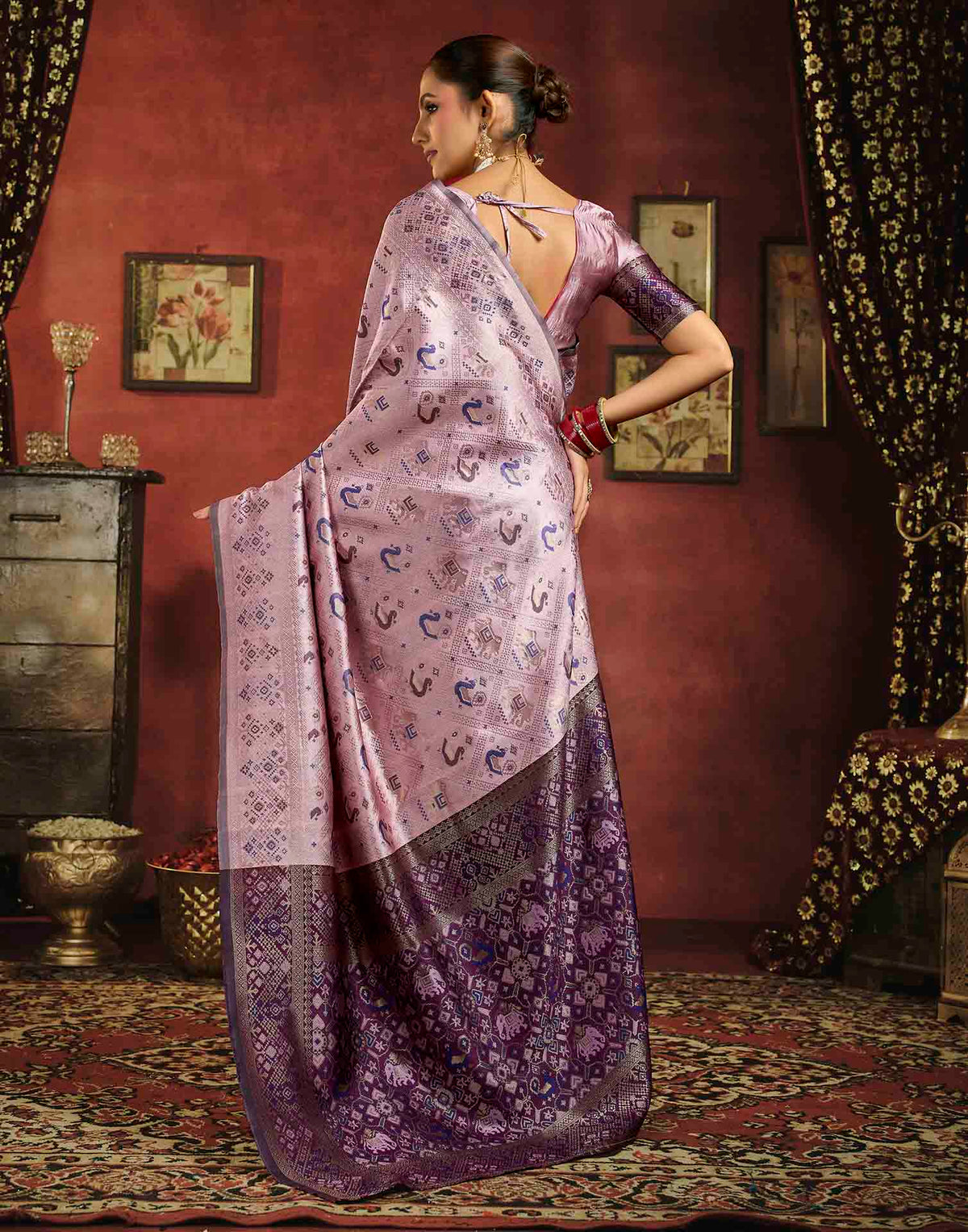 Lilac Purple Silk Woven Patola Saree