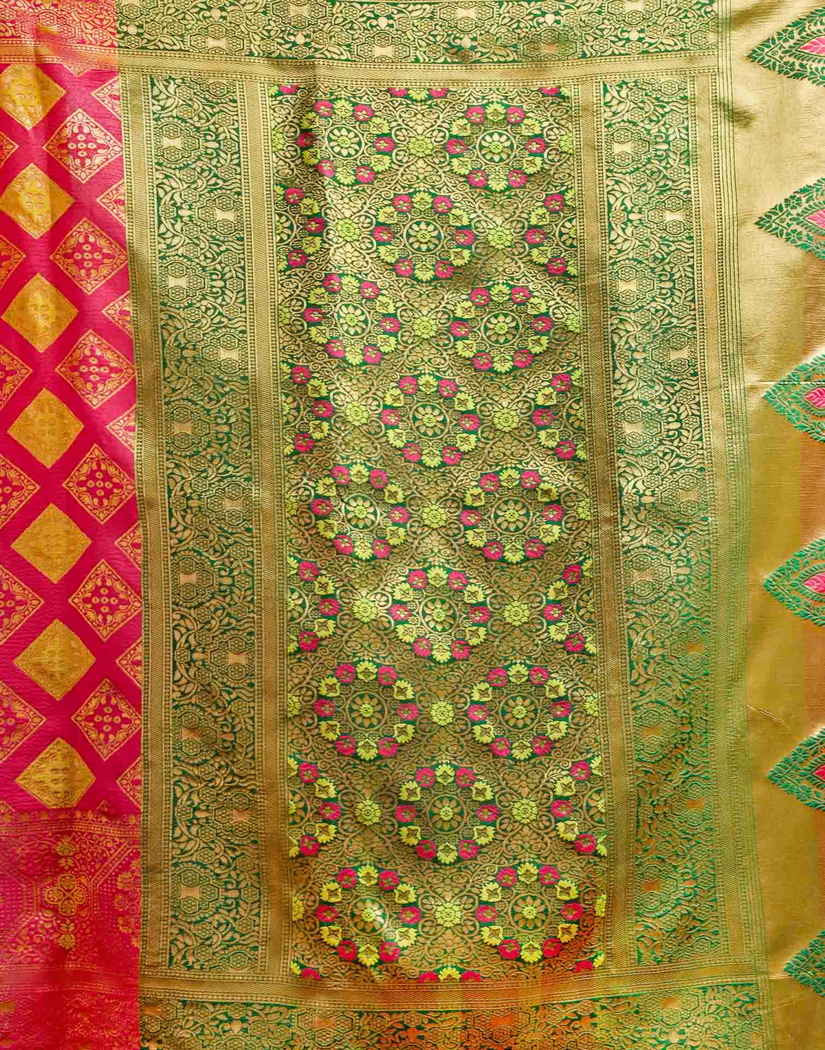 Dark Pink Silk Woven Banarasi Saree