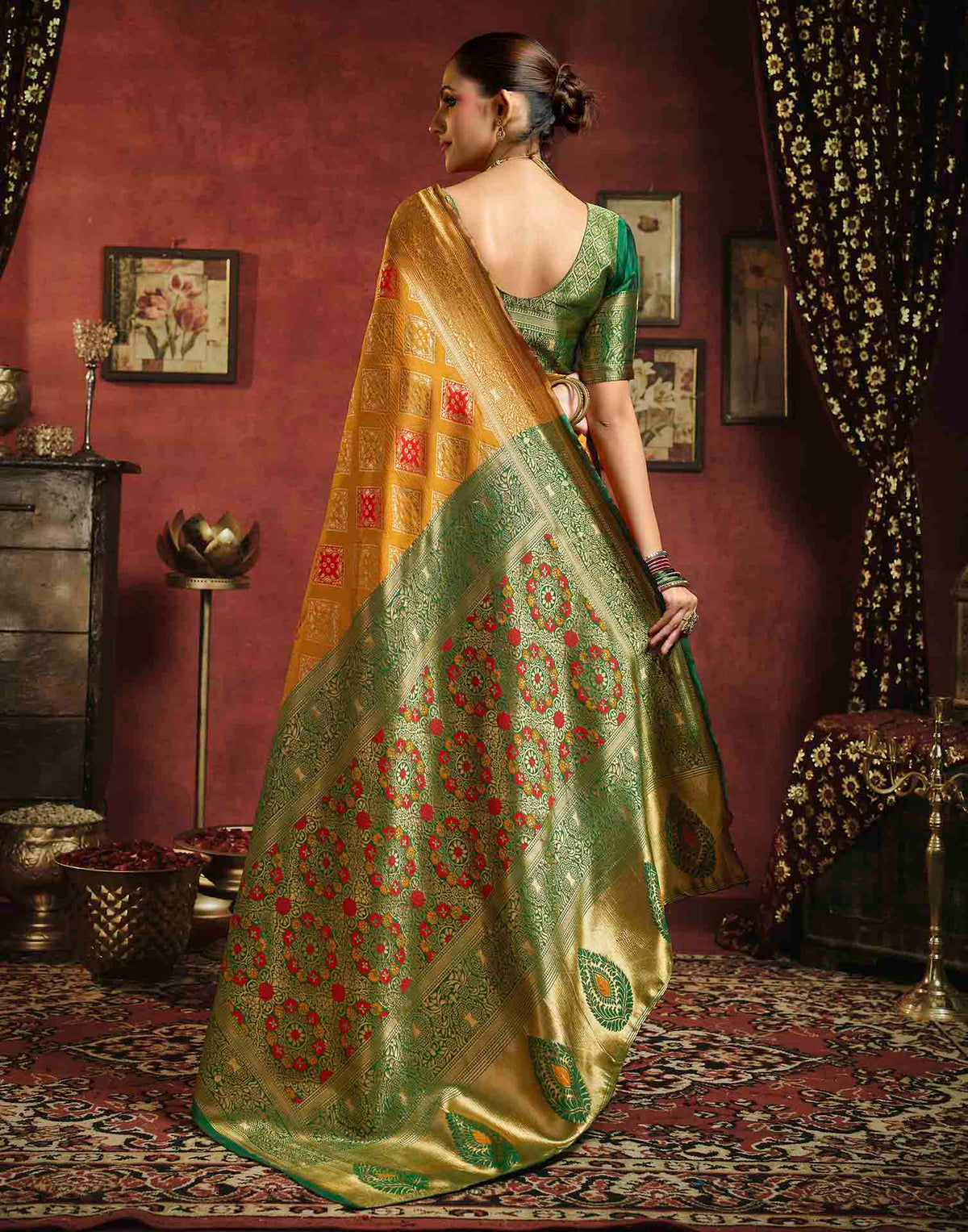 Turmeric Yellow Silk Woven Banarasi Saree