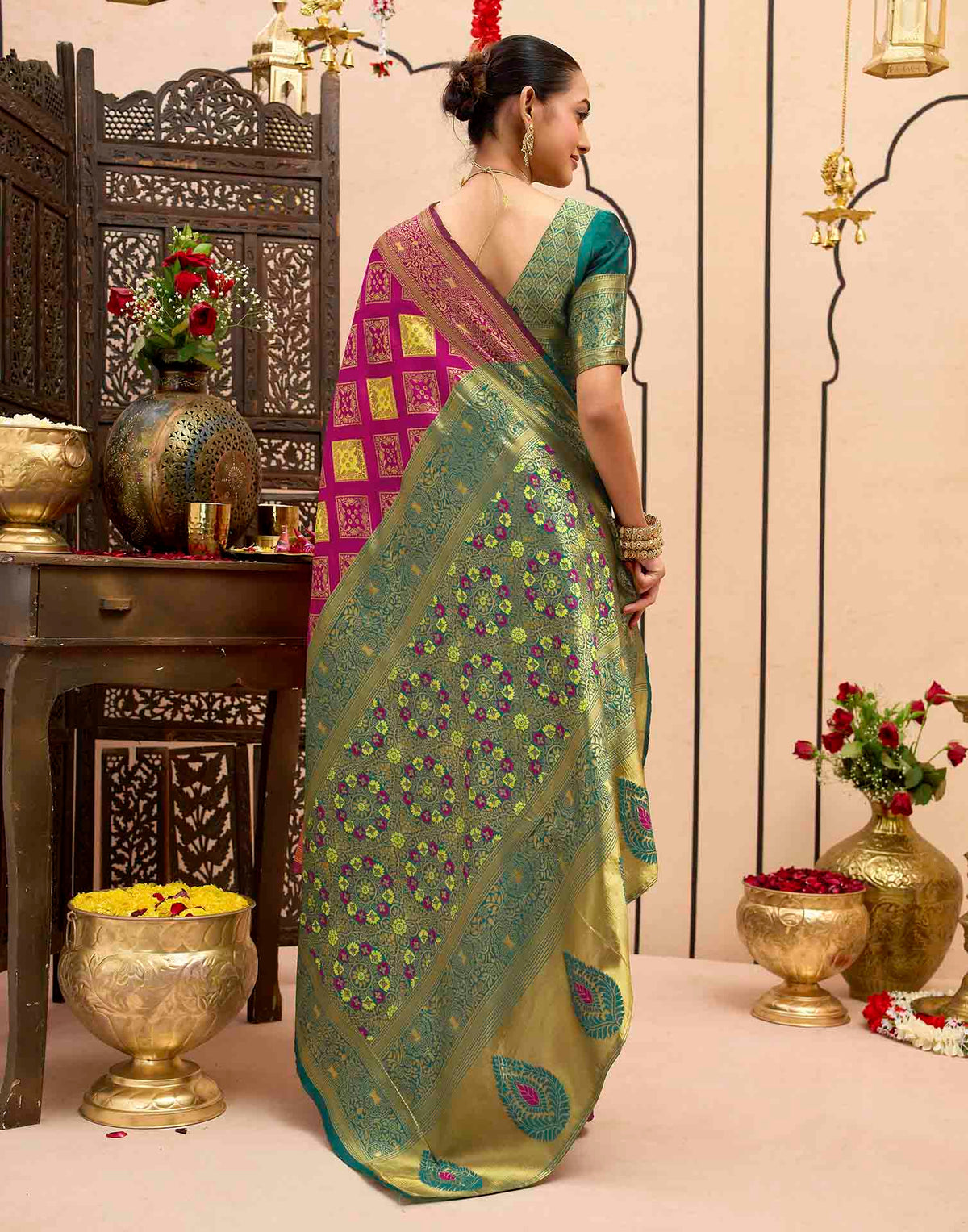 Dark Magenta Silk Woven Banarasi Saree