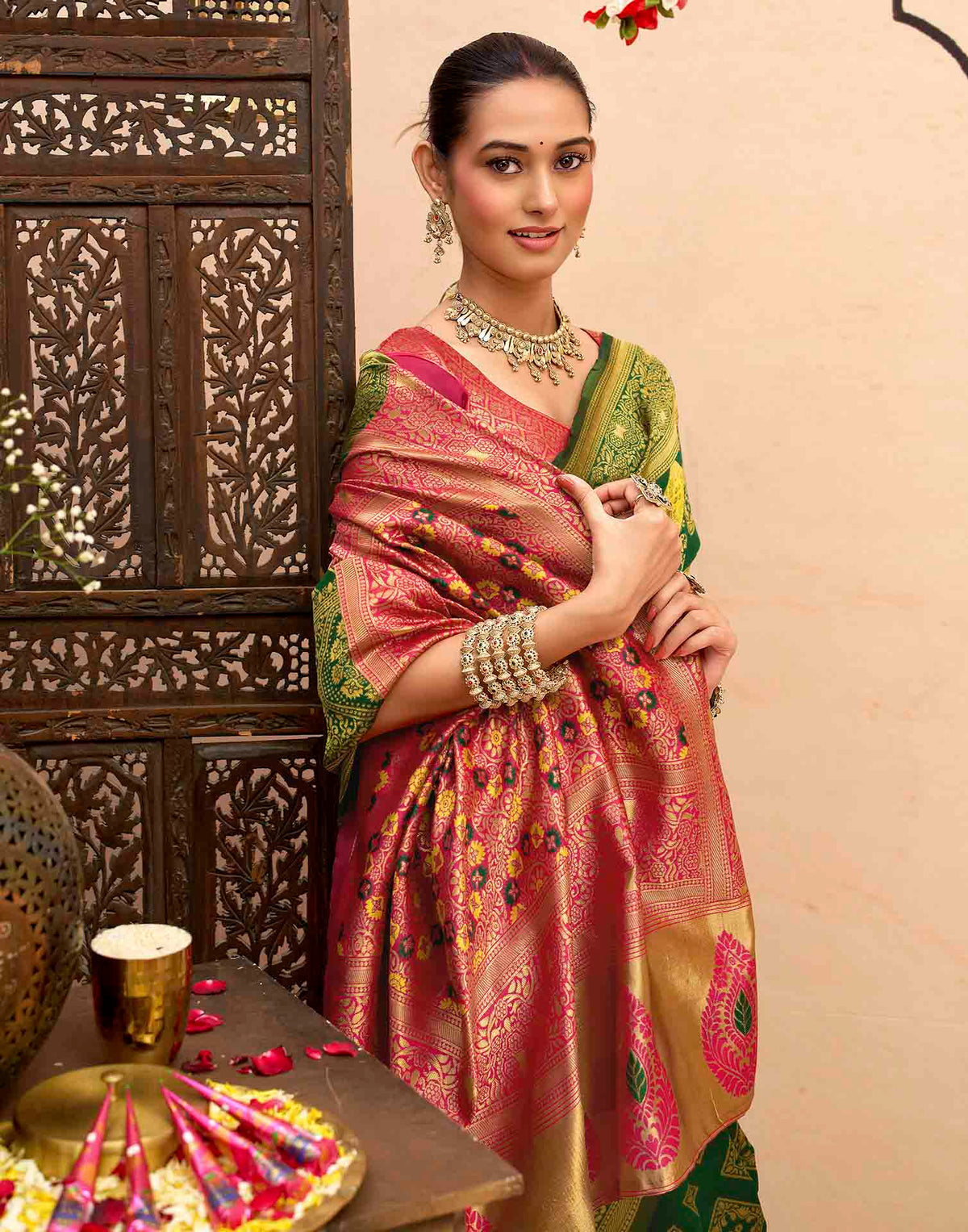 Dark Green Silk Woven Banarasi Saree