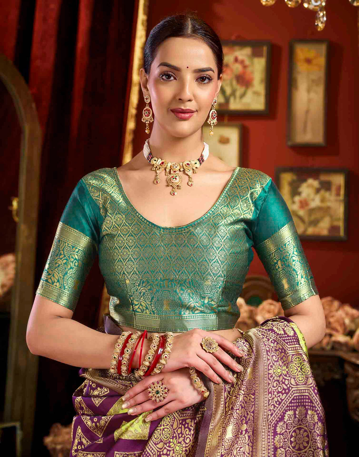 Wine Silk Woven Banarasi Saree