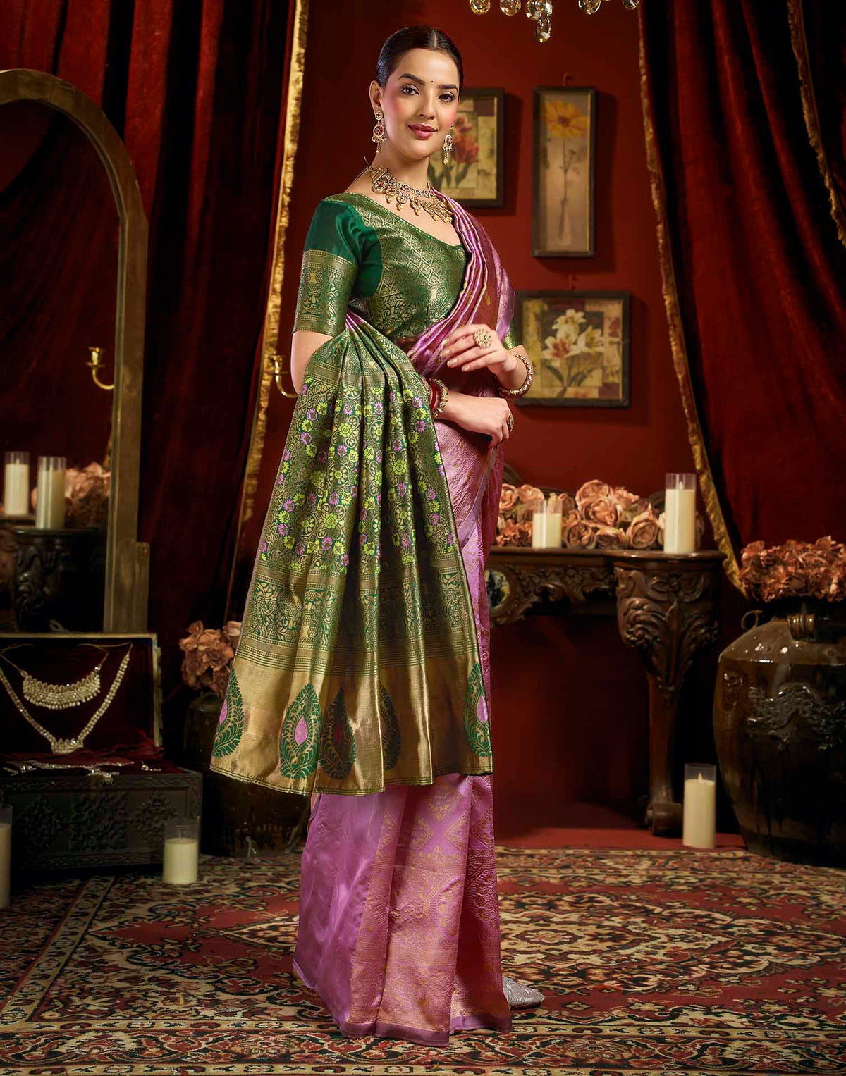 Light Pink Silk Woven Banarasi Saree