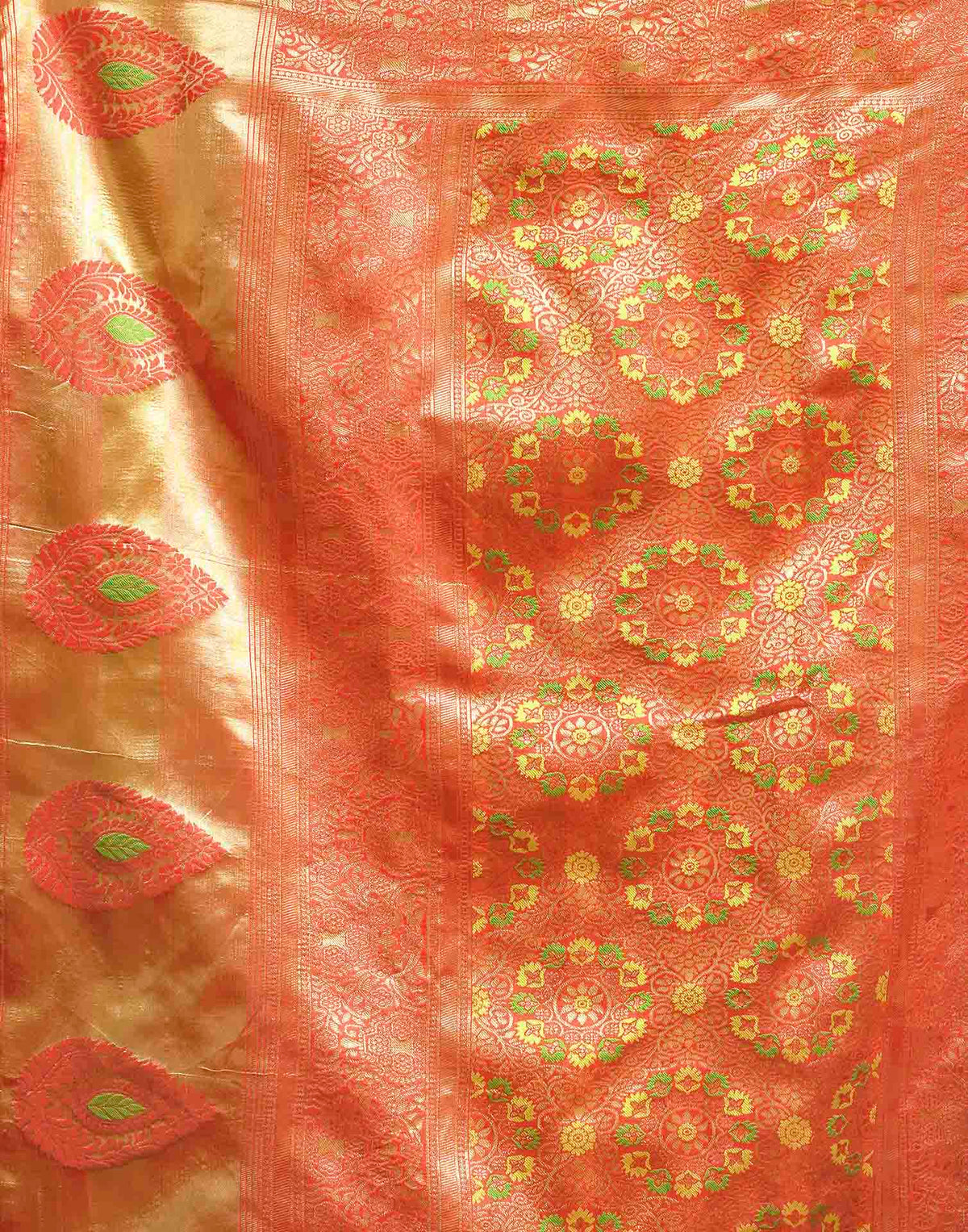Parrot Green Silk Woven Banarasi Saree