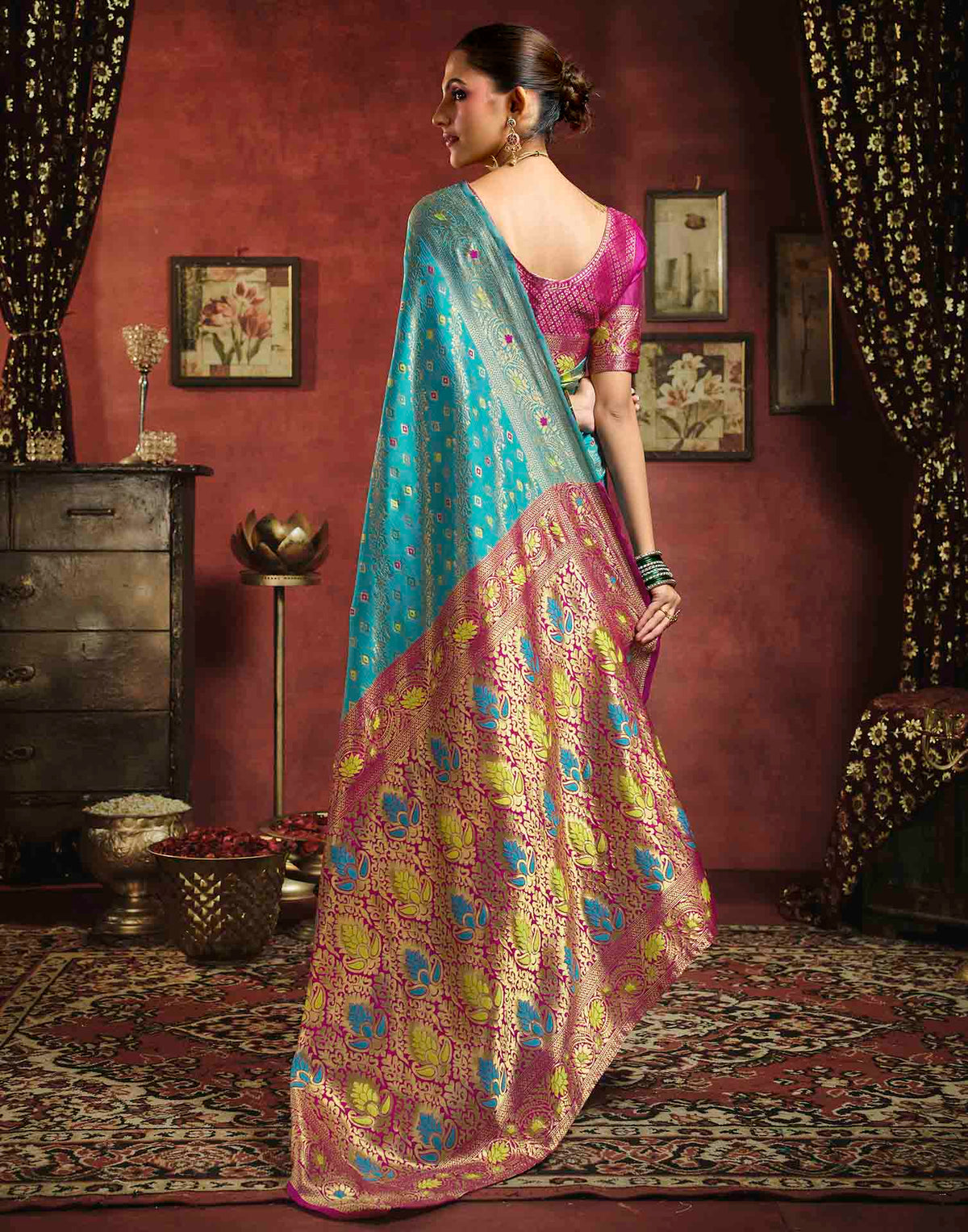 Sky Blue Silk Woven Banarasi Saree