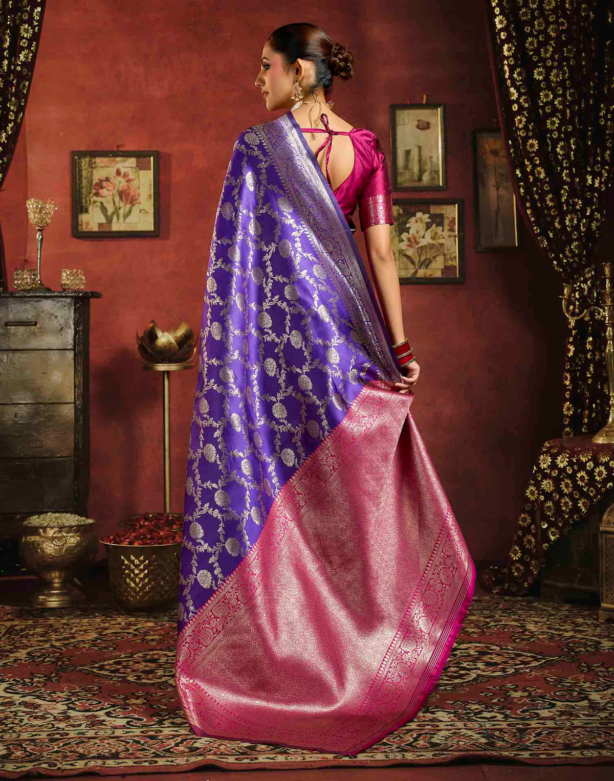 Royal Purple Silk Woven Banarasi Saree