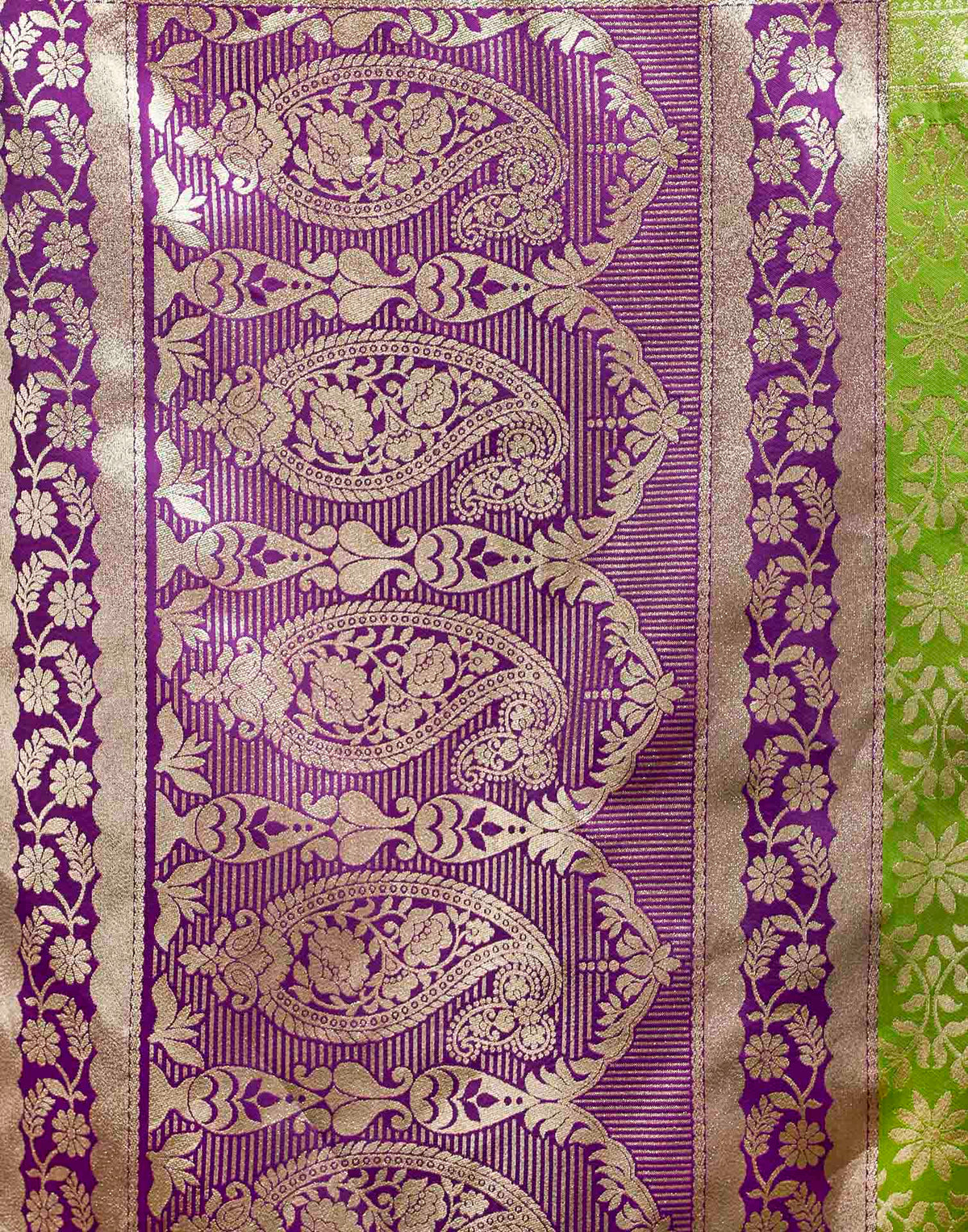 Parrot Green Silk Woven Banarasi Saree