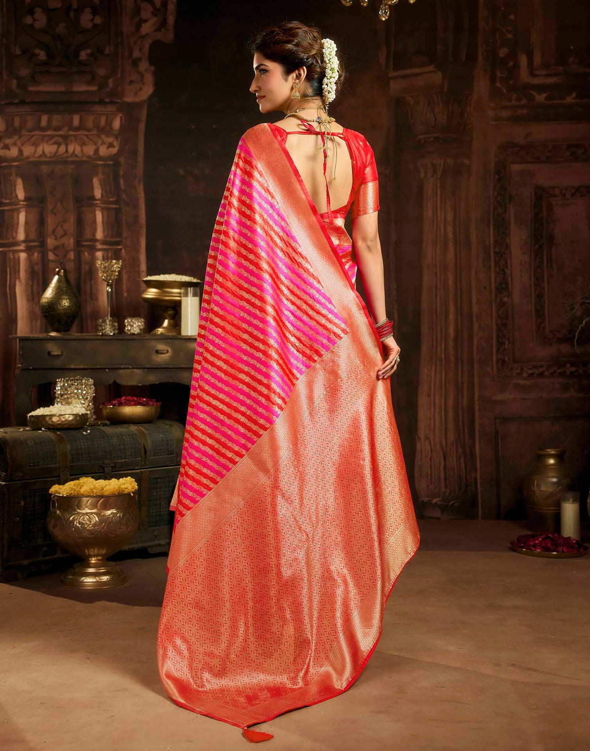 Red Silk Woven Banarasi Saree