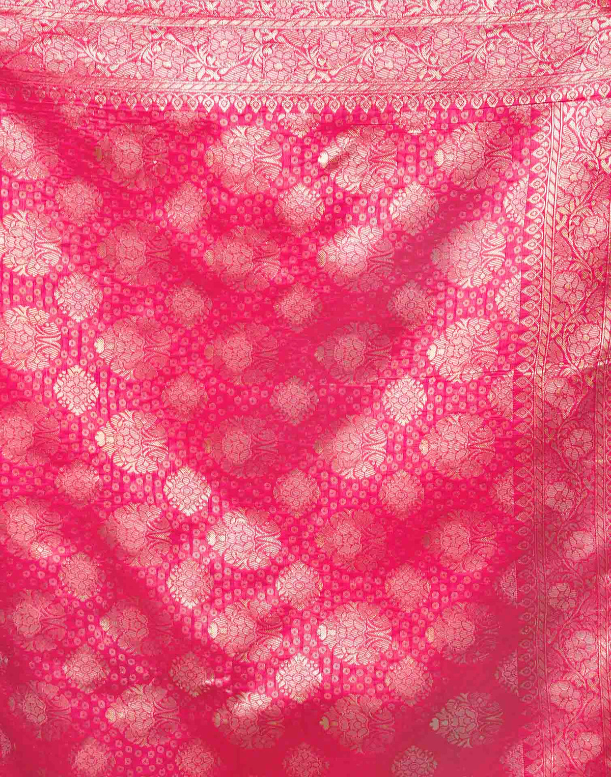 Dark Pink Silk Woven Banarasi Saree