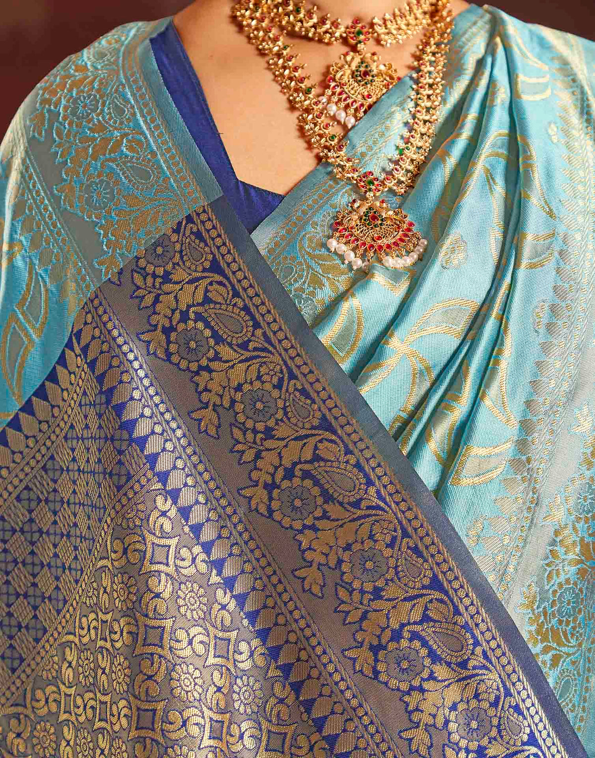 Water Blue Silk Woven Banarasi Saree