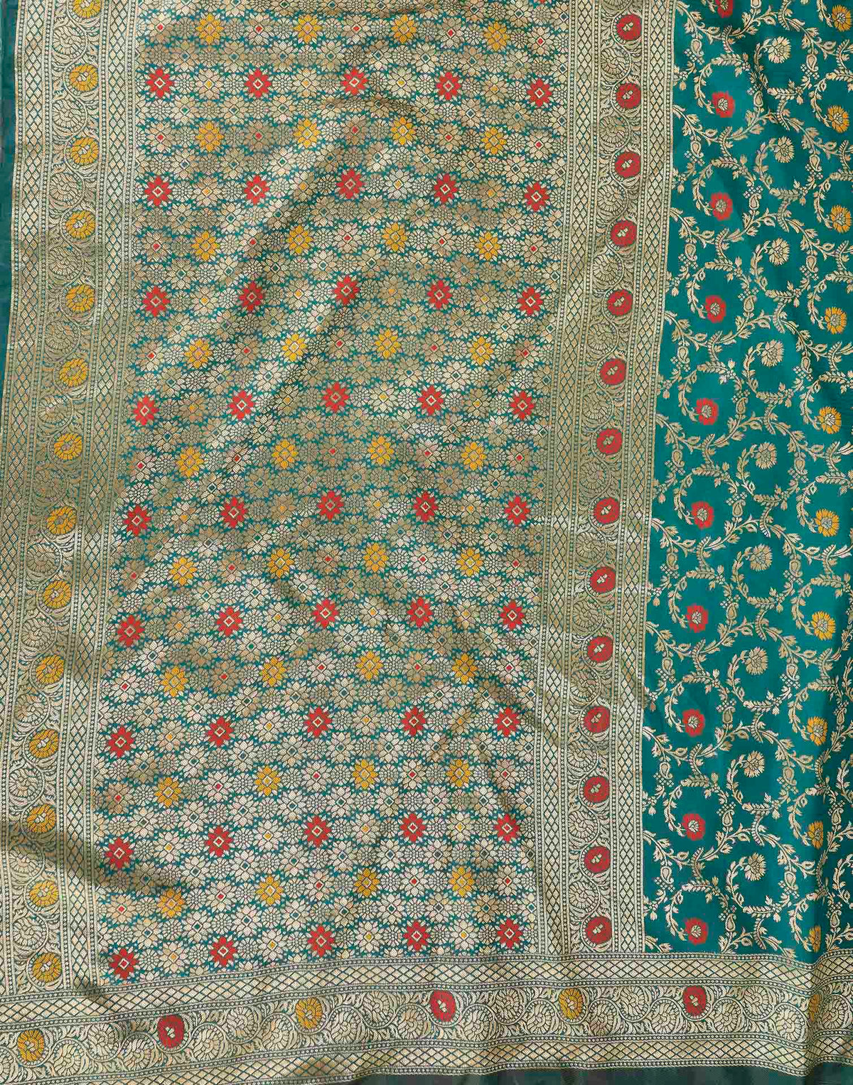 Turquoise Silk Woven Banarasi Saree