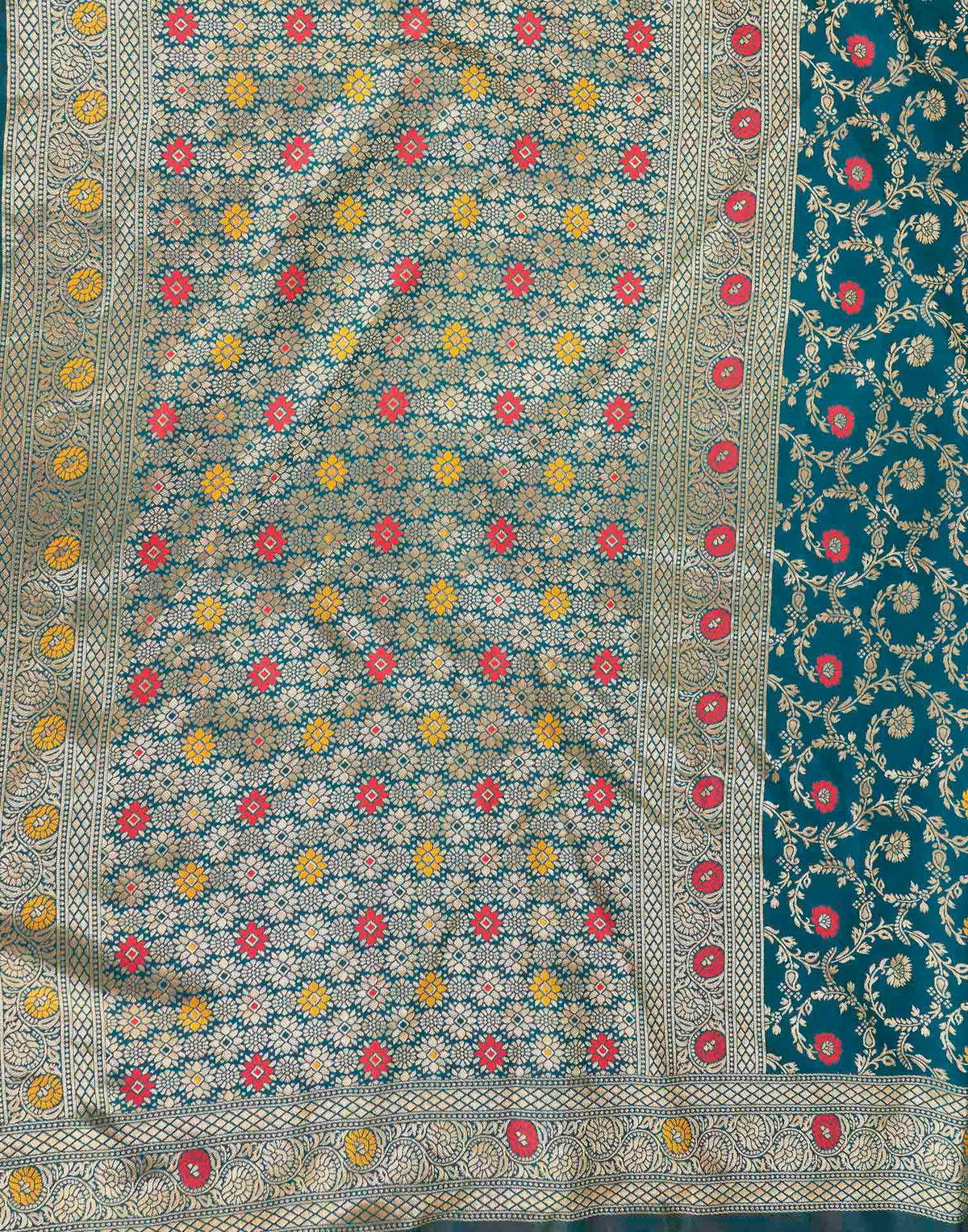 Dark Blue Silk Woven Banarasi Saree
