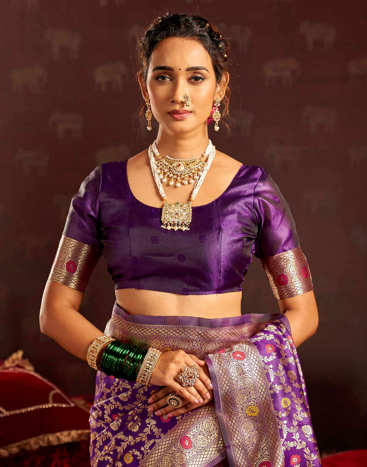 Purple Silk Woven Banarasi Saree