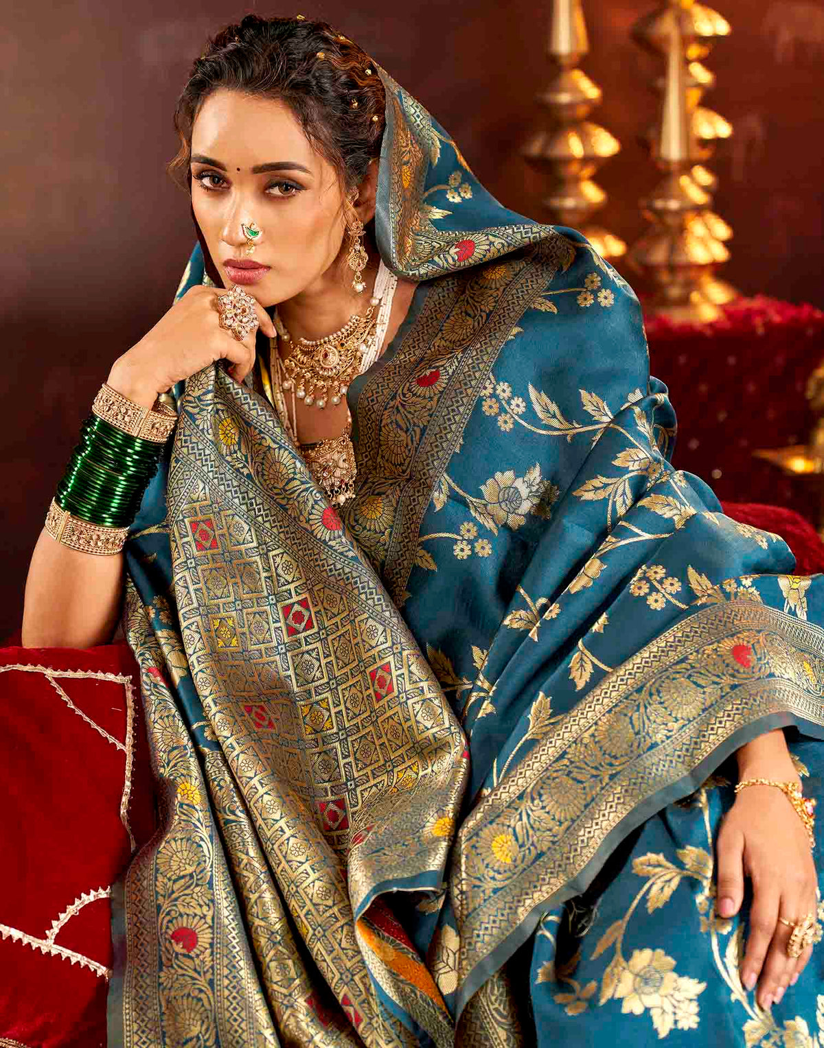 Royal Blue Silk Woven Banarasi Saree