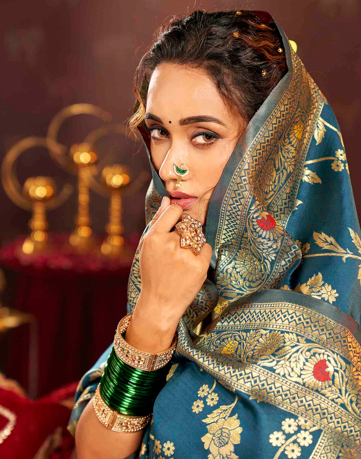 Royal Blue Silk Woven Banarasi Saree