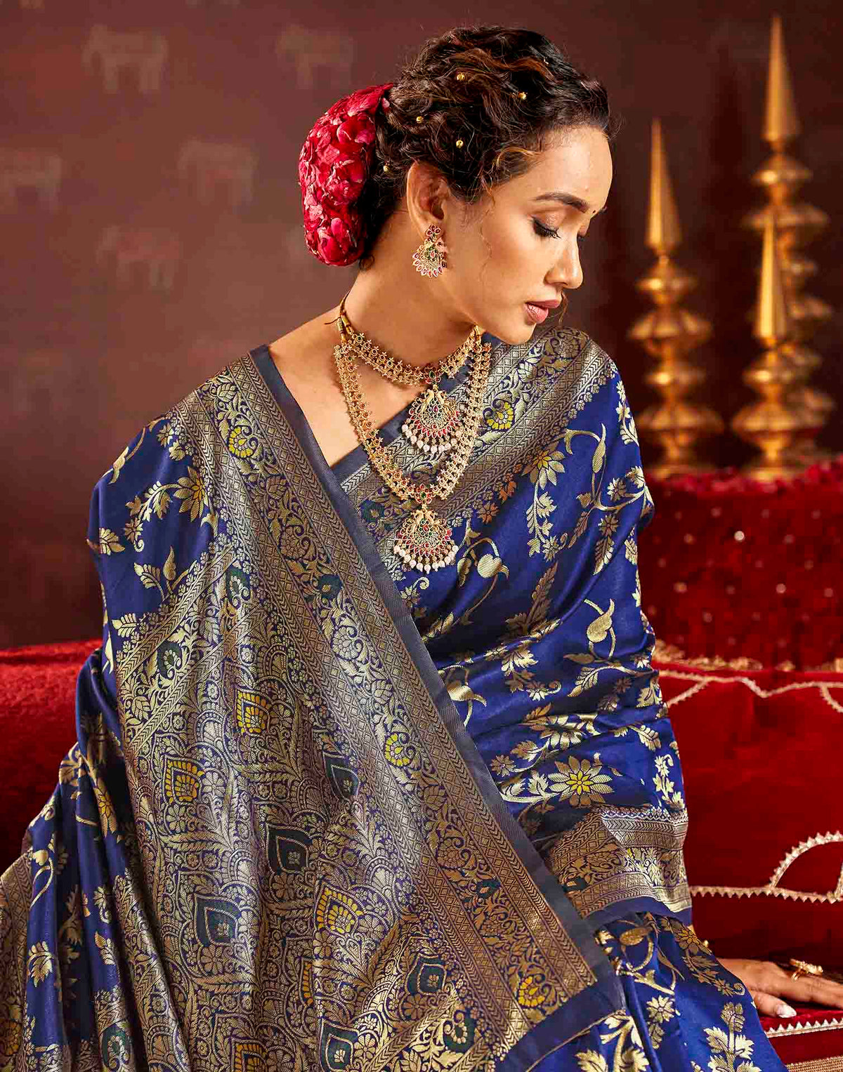 Royal Blue Silk Woven Banarasi Saree