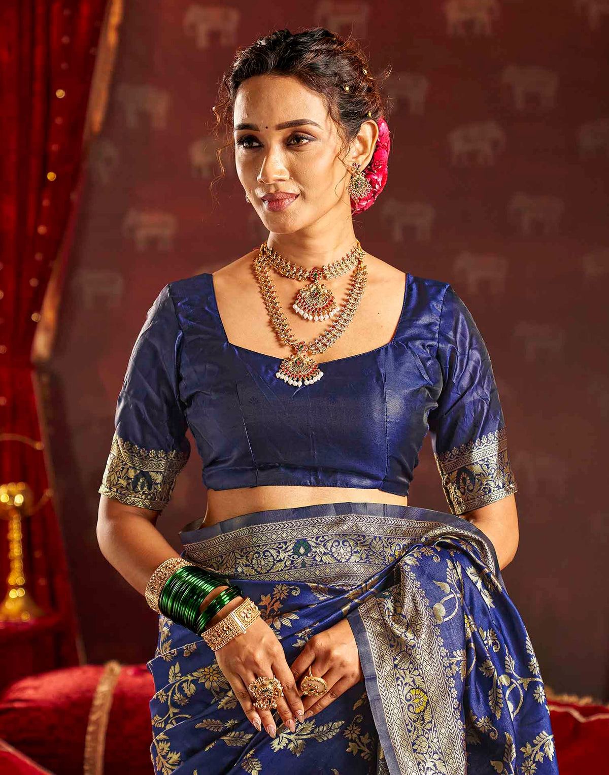 Royal Blue Silk Woven Banarasi Saree
