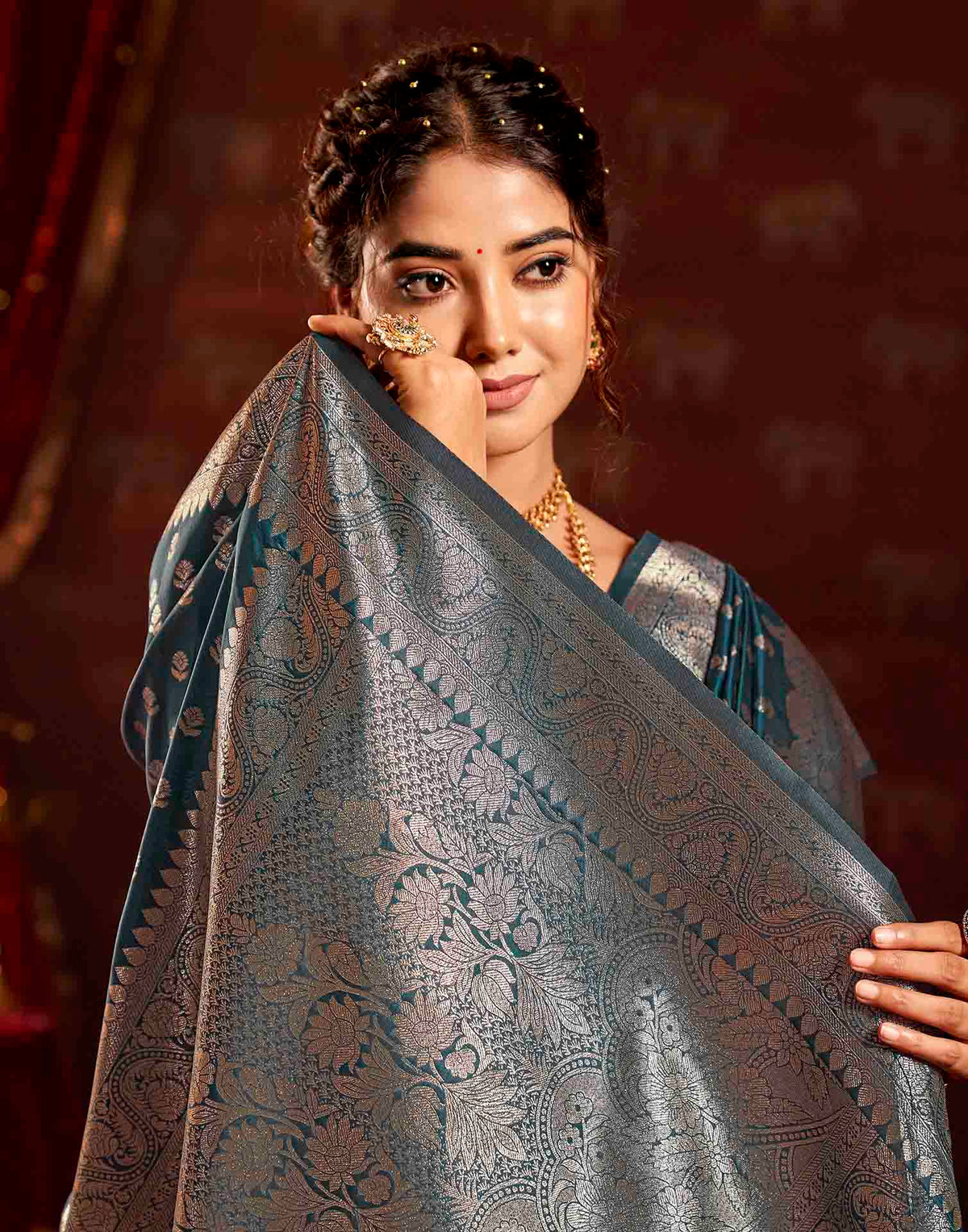 Blue Silk Woven Banarasi Saree