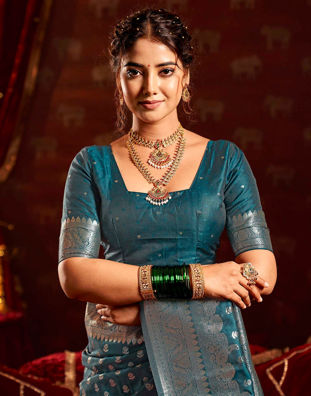 Blue Silk Woven Banarasi Saree