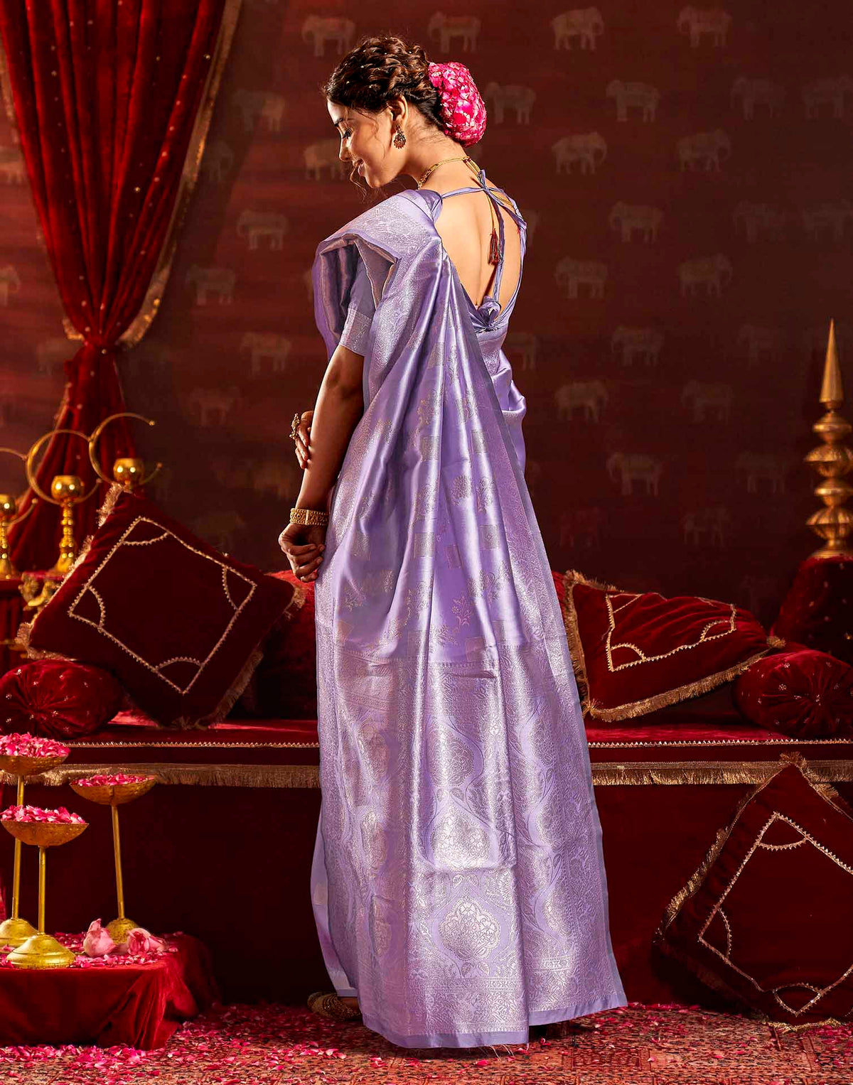 Lavender Silk Woven Banarasi Saree