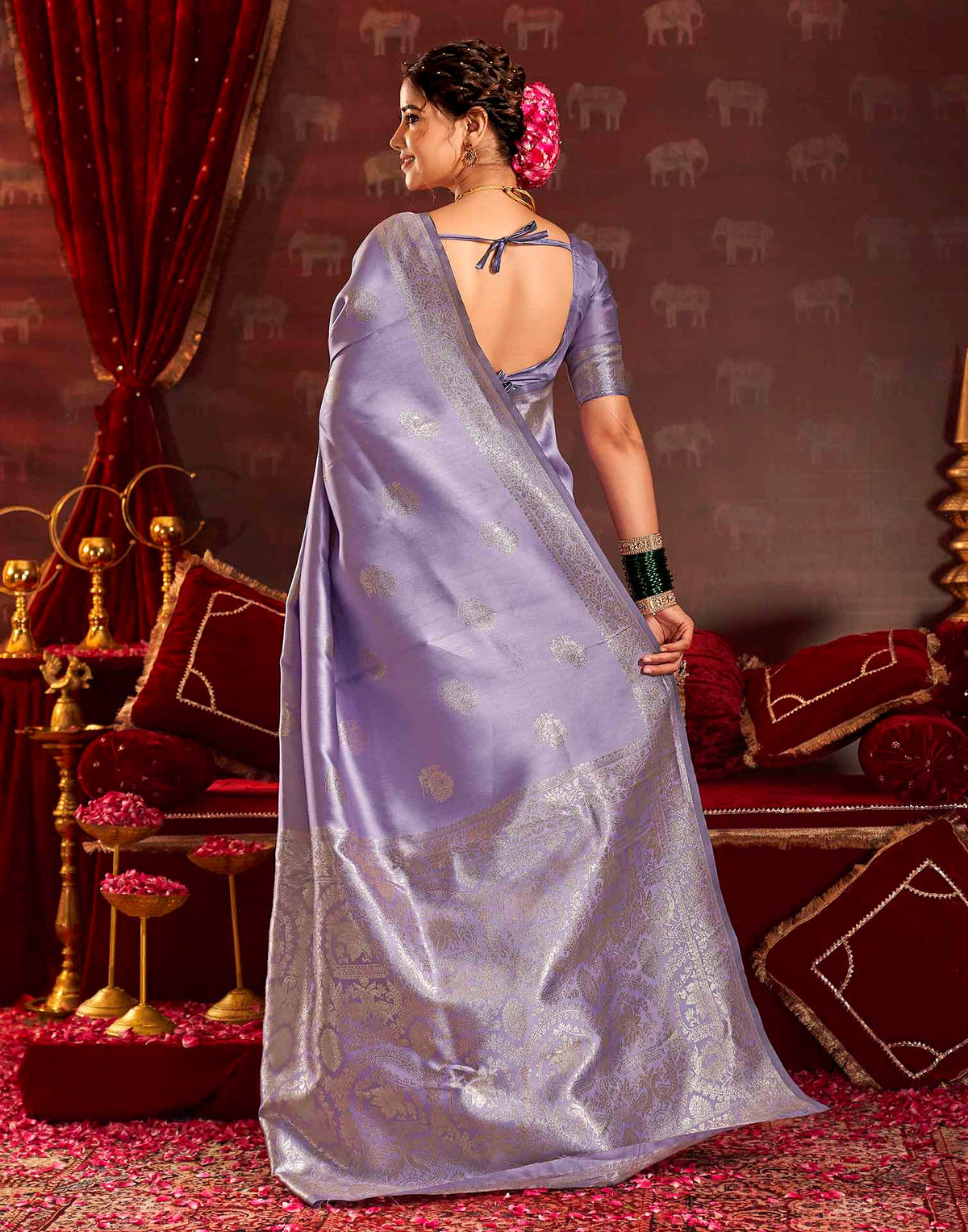 Lavender Silk Woven Banarasi Saree