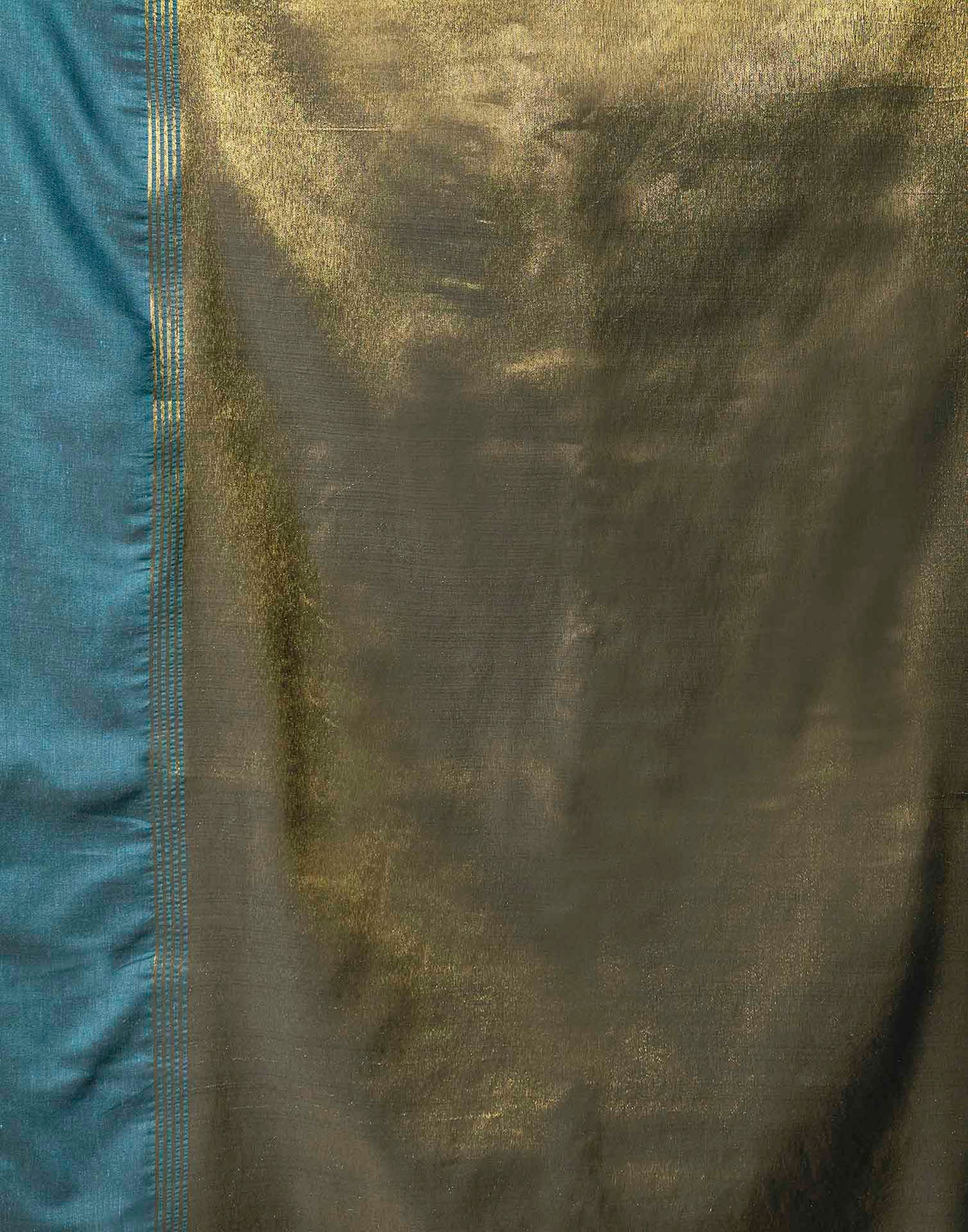 Teal Blue Cotton Woven Kanjivaram Saree
