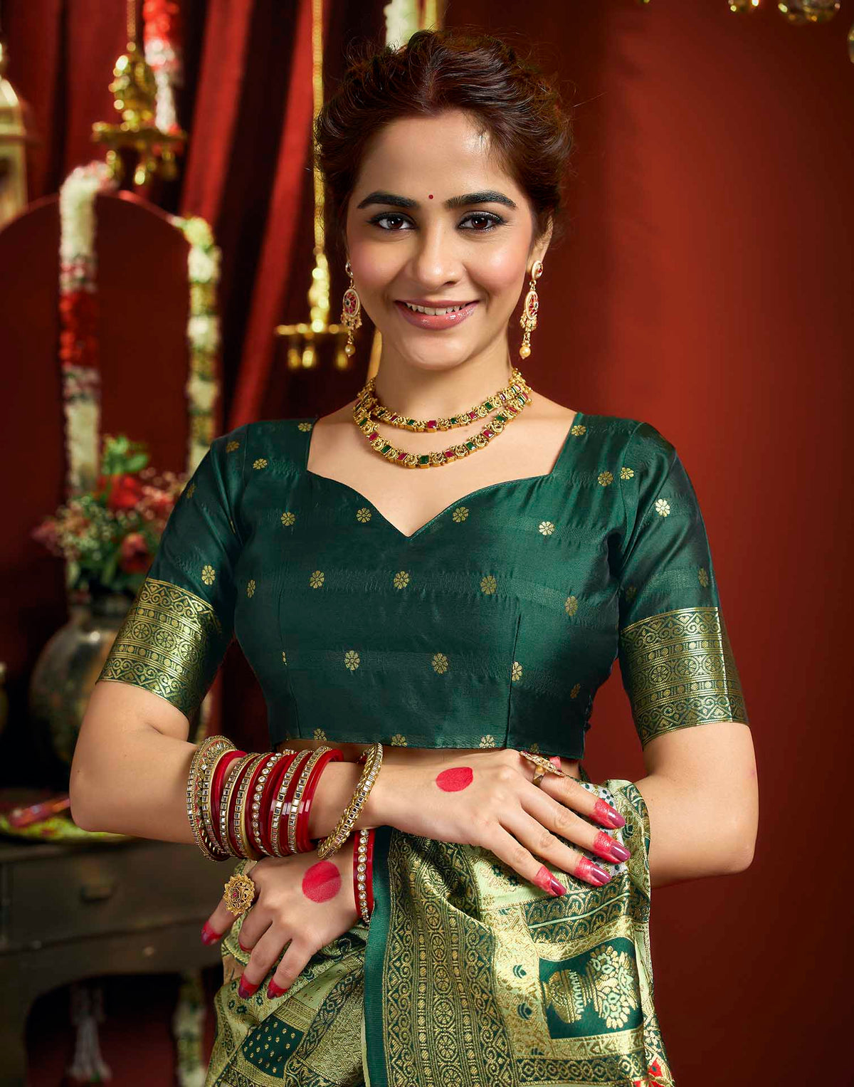 Pista Green Silk Woven Banarasi Saree