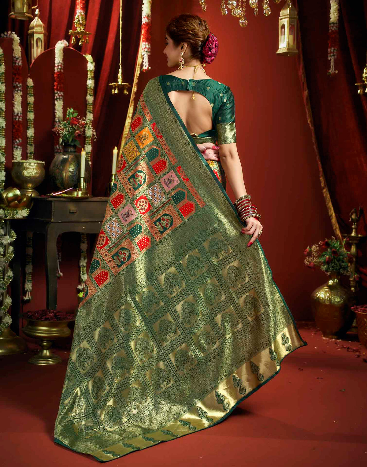 Multicoloured Silk Woven Banarasi Saree