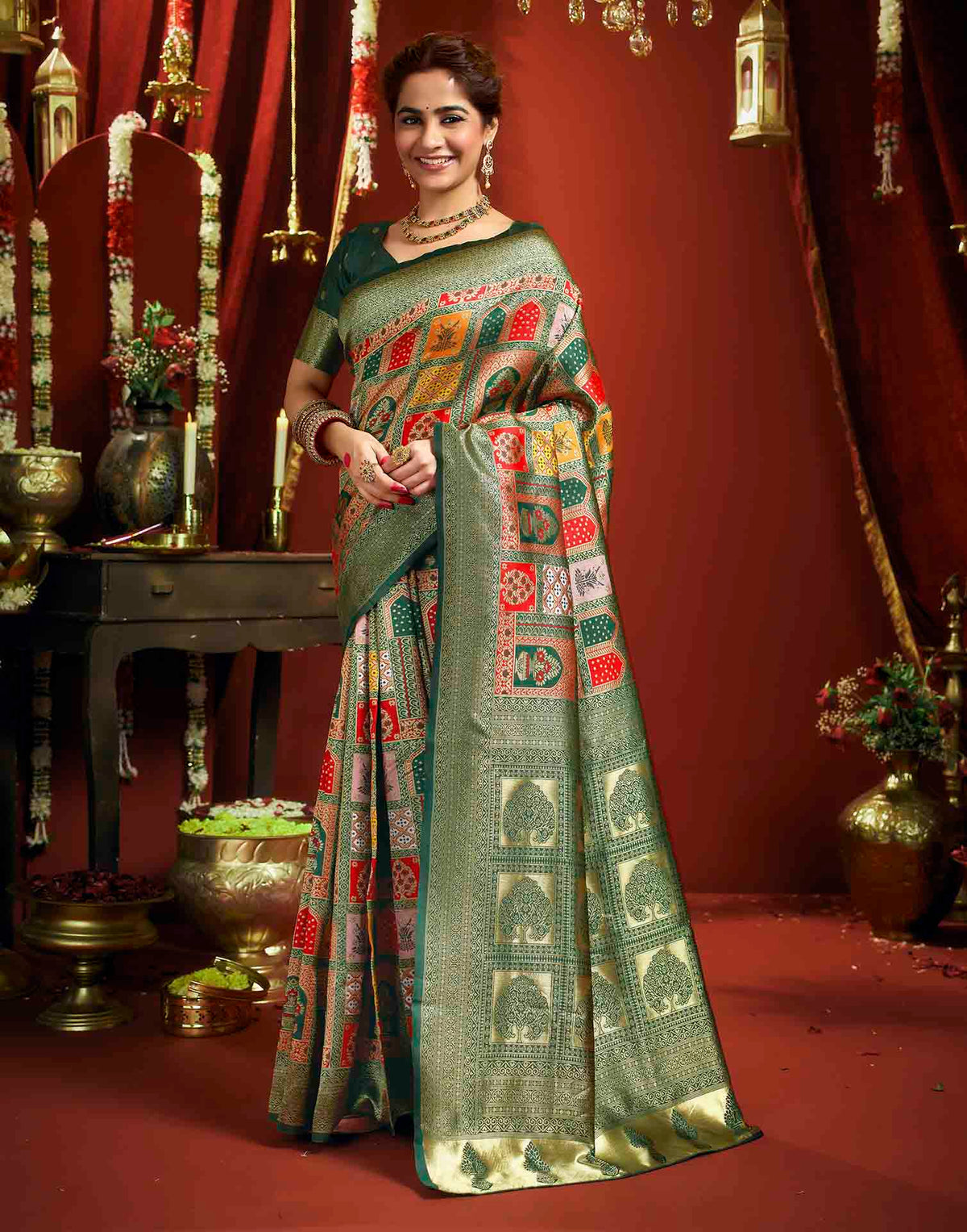 Multicoloured Silk Woven Banarasi Saree
