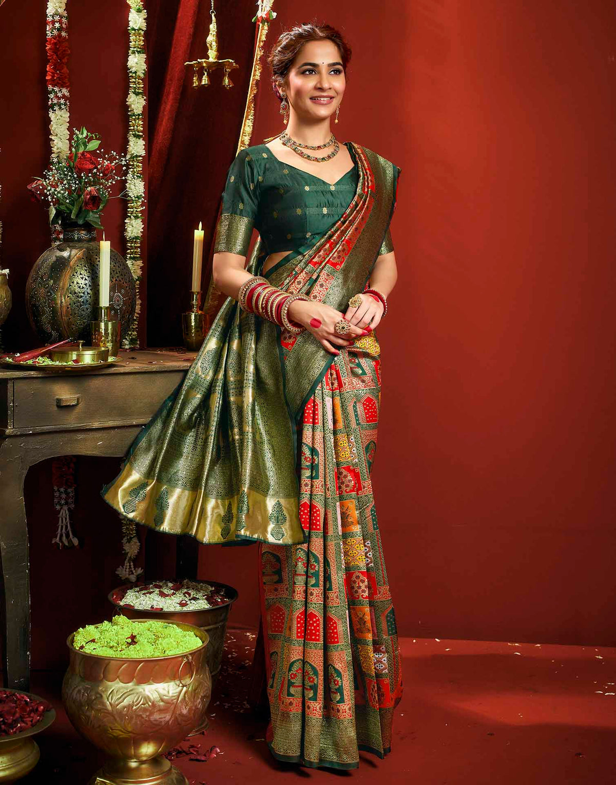 Multicoloured Silk Woven Banarasi Saree