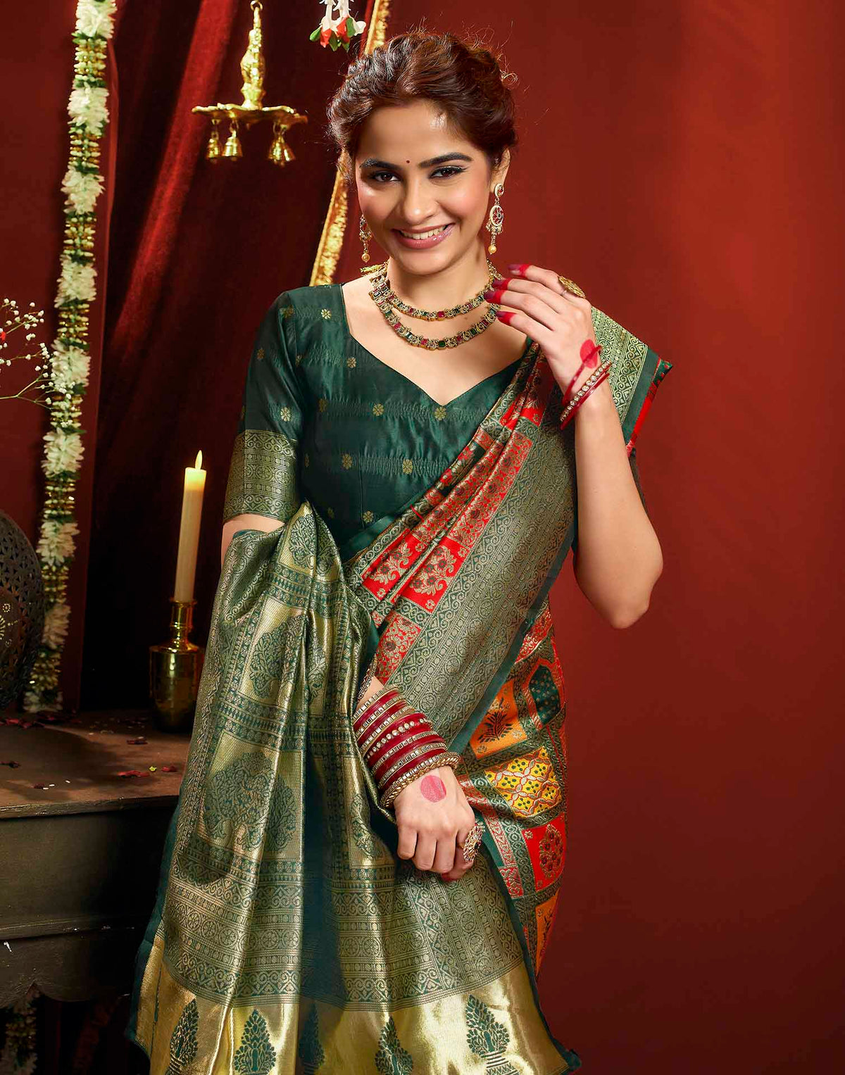 Multicoloured Silk Woven Banarasi Saree