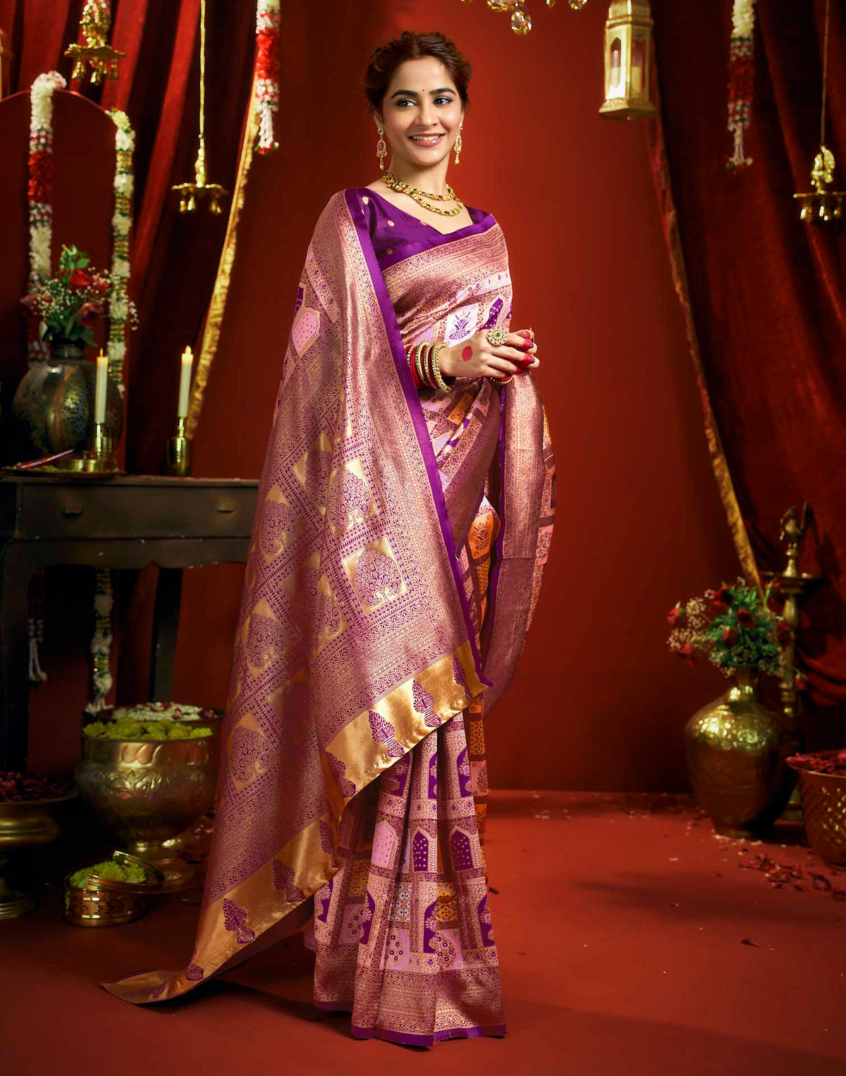 Light Purple Silk Woven Banarasi Saree