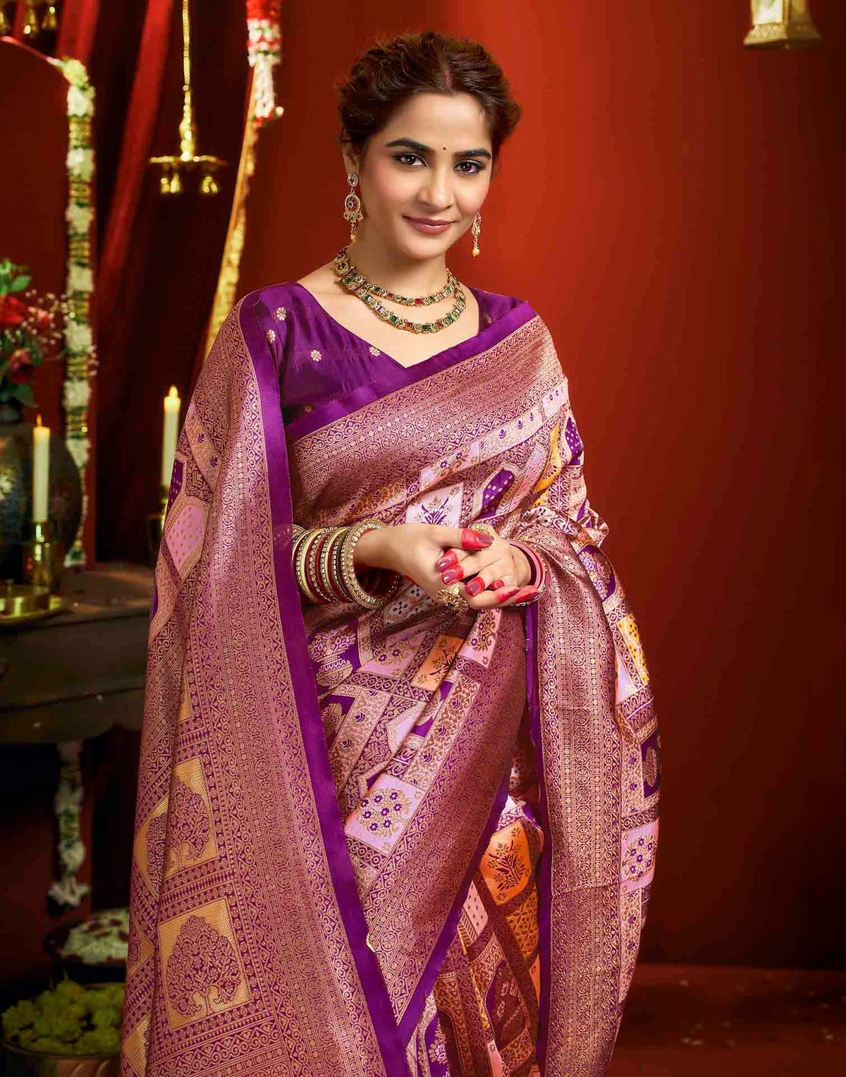 Light Purple Silk Woven Banarasi Saree