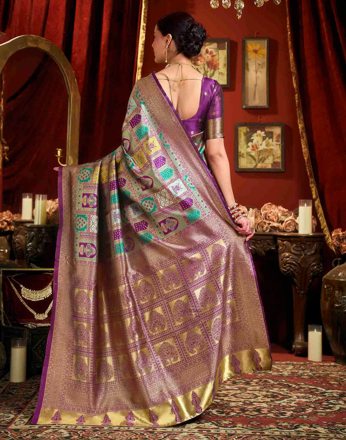 Multicoloured Silk Woven Banarasi Saree